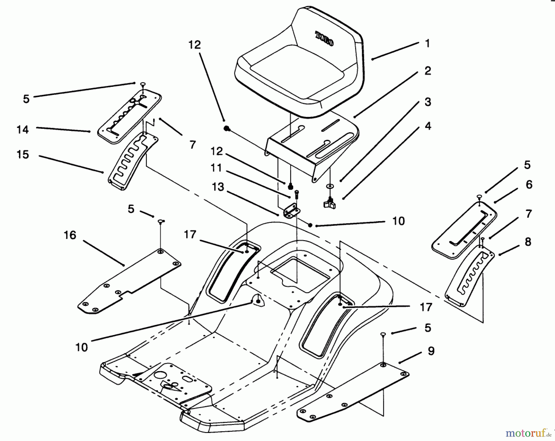 Toro Neu Mowers, Lawn & Garden Tractor Seite 1 71202 (12-38XL) - Toro 12-38XL Lawn Tractor, 1994 (4900001-4999999) SEAT ASSEMBLY