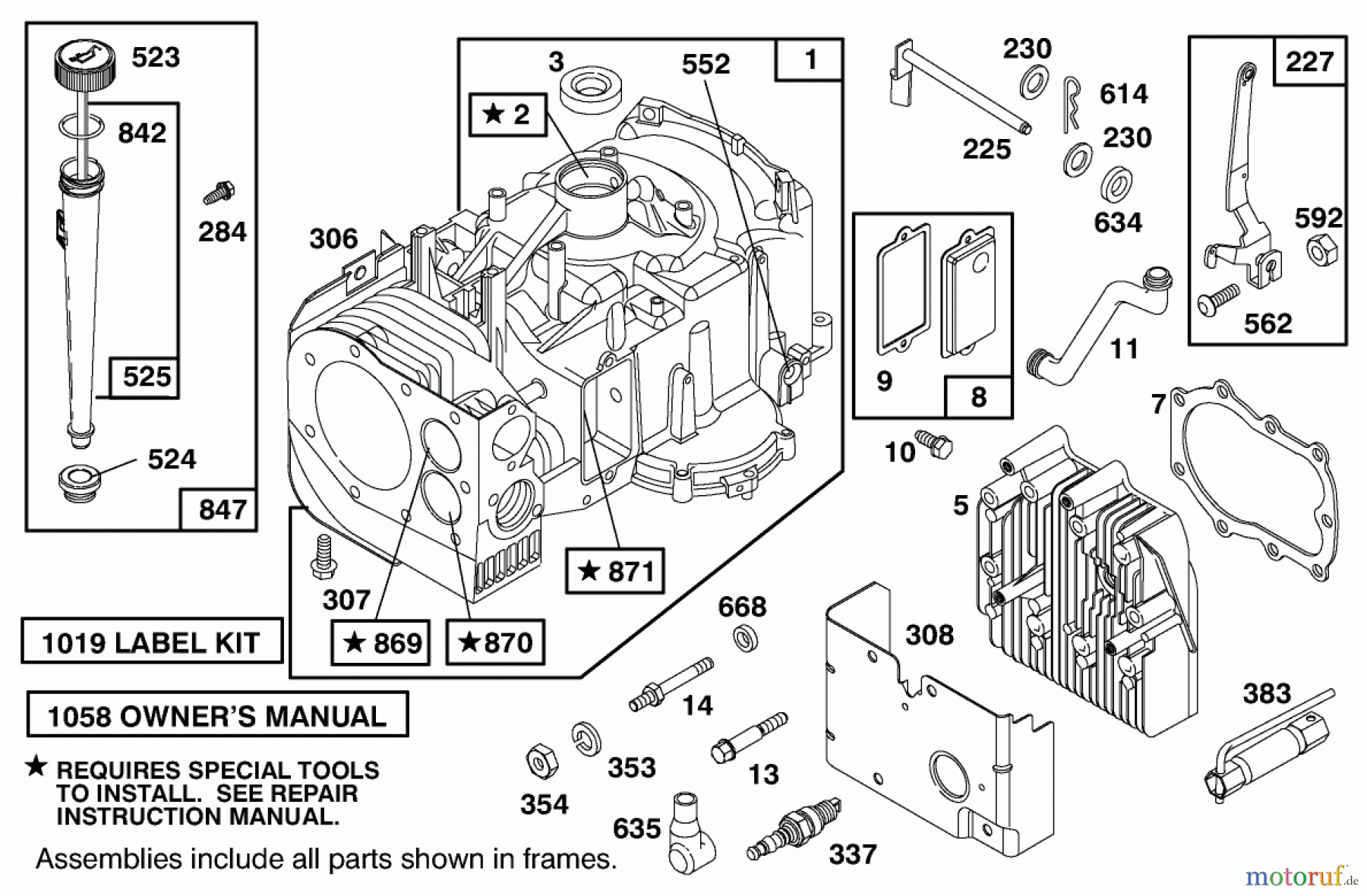 Toro Neu Mowers, Lawn & Garden Tractor Seite 1 71185 (13-38XL) - Toro 13-38XL Lawn Tractor, 1996 (6900001-6999999) ENGINE BRIGGS & STRATTON MODEL 28M707-0127-01 #1