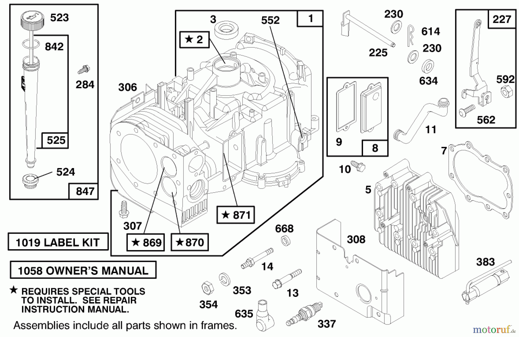 Toro Neu Mowers, Lawn & Garden Tractor Seite 1 71185 (13-38XL) - Toro 13-38XL Lawn Tractor, 1997 (7900001-7999999) ENGINE BRIGGS & STRATTON MODEL 28M707-0127-01 #1