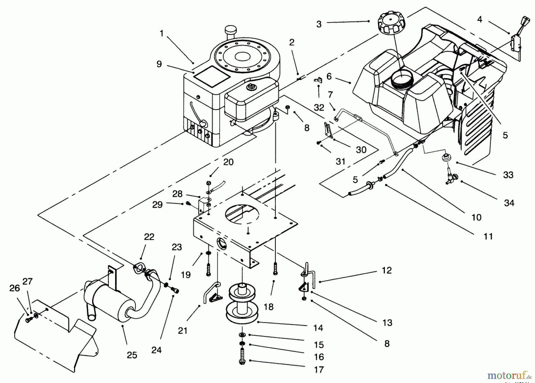Toro Neu Mowers, Lawn & Garden Tractor Seite 1 71201 (12-32XL) - Toro 12-32XL Lawn Tractor, 1996 (6900001-6999999) ENGINE ASSEMBLY