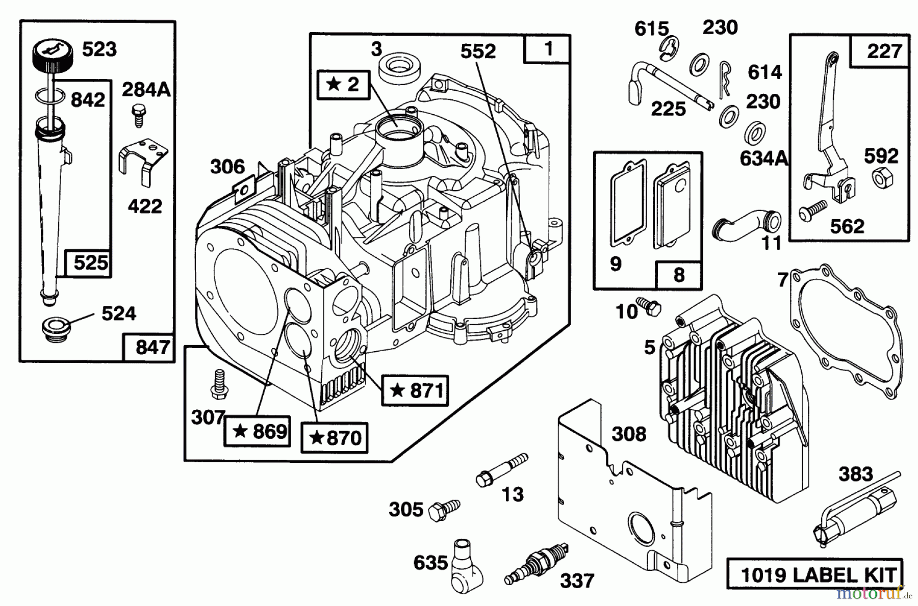 Toro Neu Mowers, Lawn & Garden Tractor Seite 1 71188 (12-32XL) - Toro 12-32XL Lawn Tractor, 1996 (6900001-6999999) ENGINE BRIGGS & STRATTON MODEL 282707-0119-01 #1
