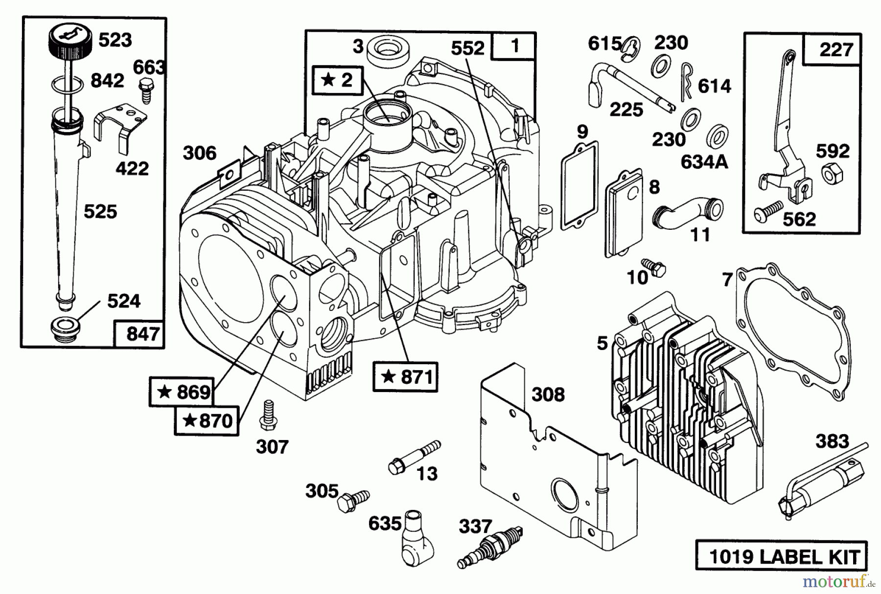  Toro Neu Mowers, Lawn & Garden Tractor Seite 1 71201 (12-32XL) - Toro 12-32XL Lawn Tractor, 1996 (6900001-6999999) ENGINE BRIGGS & STRATTON MODEL 283707-0156-01 #1