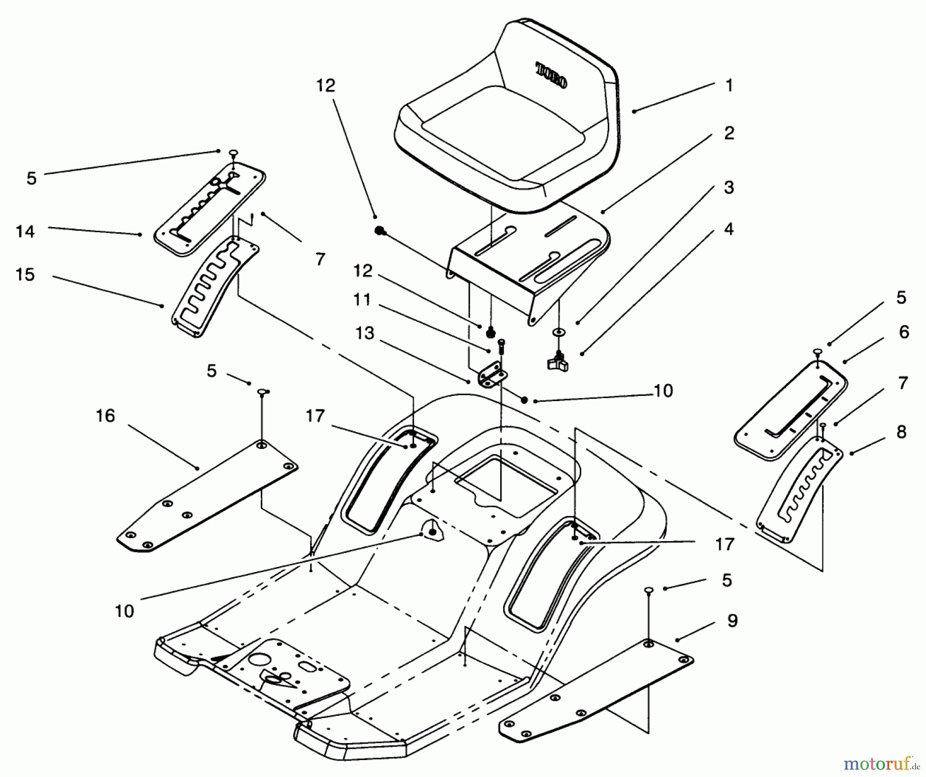 Toro Neu Mowers, Lawn & Garden Tractor Seite 1 71188 (12-32XL) - Toro 12-32XL Lawn Tractor, 1996 (6900001-6999999) SEAT ASSEMBLY