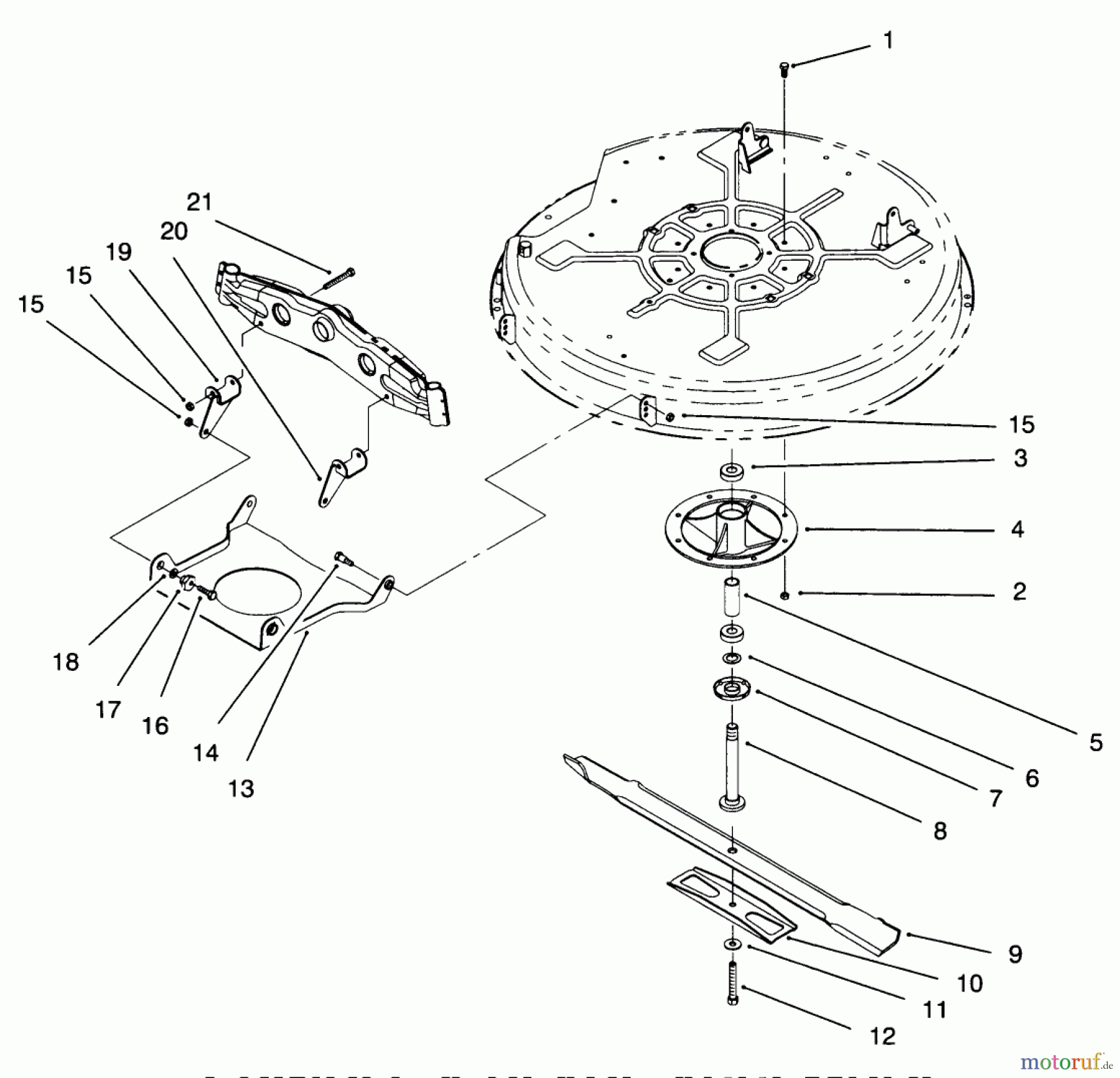 Toro Neu Mowers, Lawn & Garden Tractor Seite 1 71188 (12-32XL) - Toro 12-32XL Lawn Tractor, 1996 (6900001-6999999) SPINDLE & BLADE ASSEMBLY