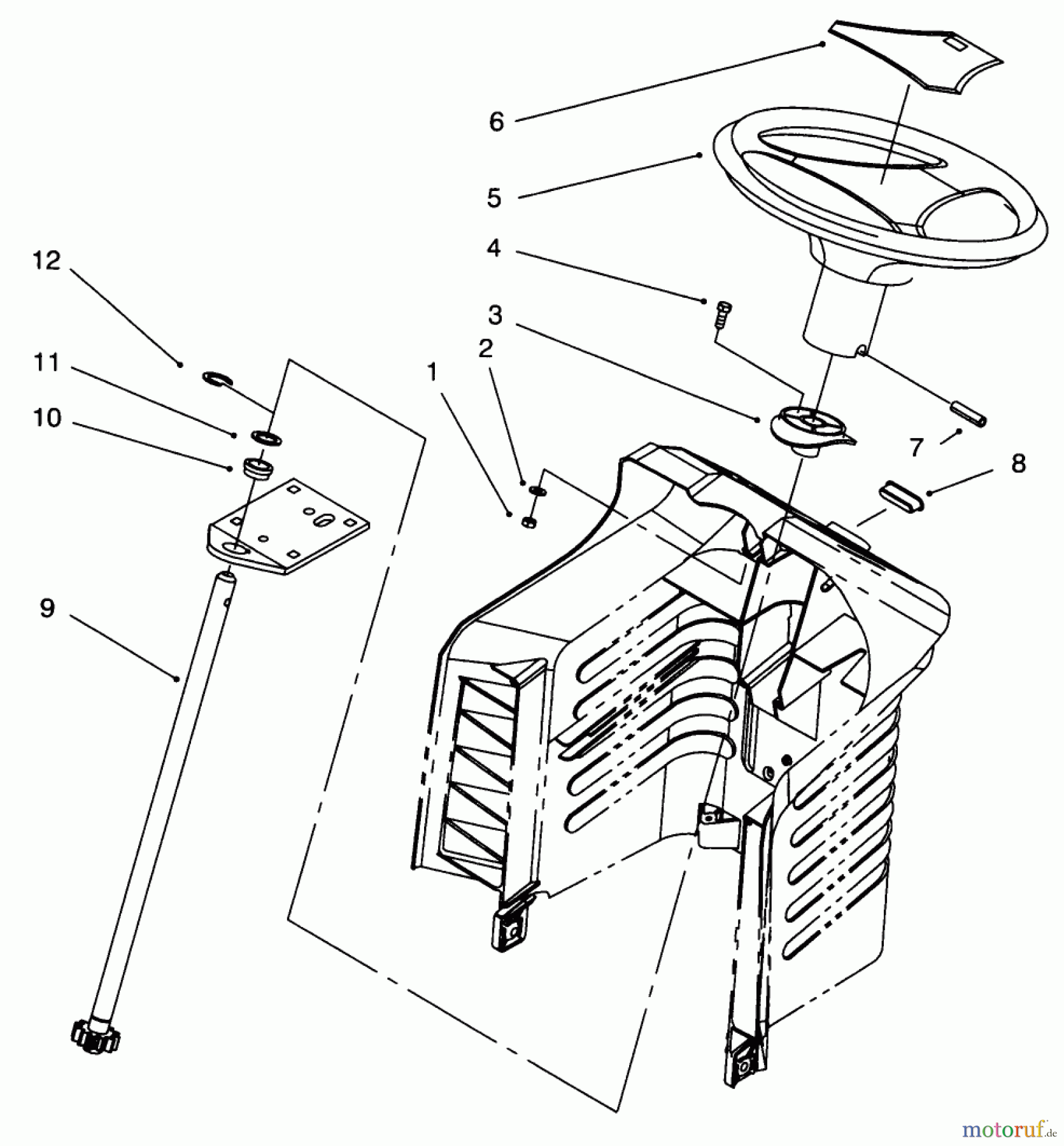  Toro Neu Mowers, Lawn & Garden Tractor Seite 1 71201 (12-32XL) - Toro 12-32XL Lawn Tractor, 1996 (6900001-6999999) STEERING ASSEMBLY
