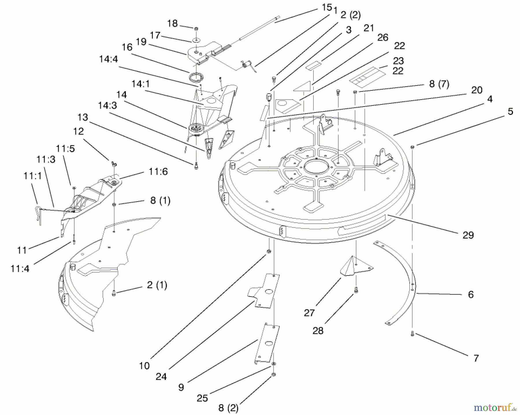 Toro Neu Mowers, Lawn & Garden Tractor Seite 1 71188 (12-32XL) - Toro 12-32XL Lawn Tractor, 1998 (8900001-8999999) DECK ASSEMBLY (32