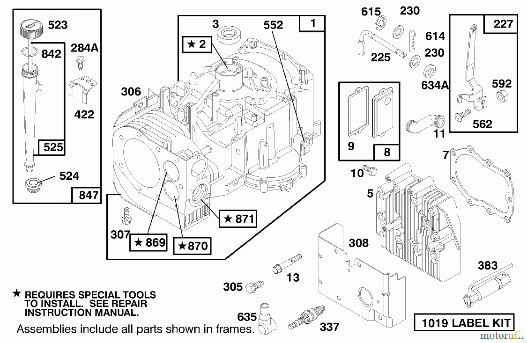 Toro Neu Mowers, Lawn & Garden Tractor Seite 1 71188 (12-32XL) - Toro 12-32XL Lawn Tractor, 1997 (7900001-7999999) ENGINE BRIGGS & STRATTON MODEL 282707-0119-01 #1