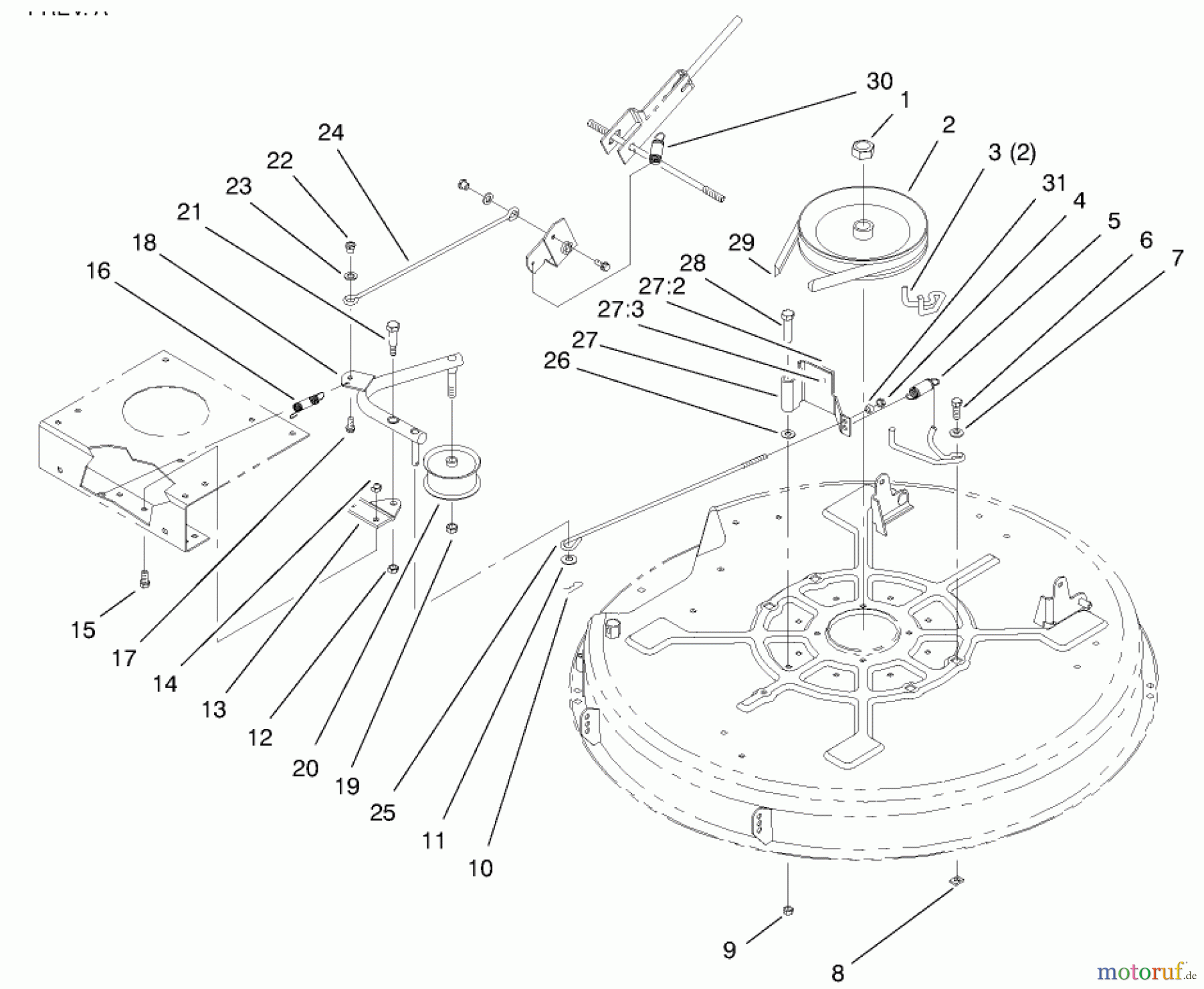 Toro Neu Mowers, Lawn & Garden Tractor Seite 1 71188 (12-32XL) - Toro 12-32XL Lawn Tractor, 1998 (8900001-8999999) PULLEY & BELT ASSEMBLY (32