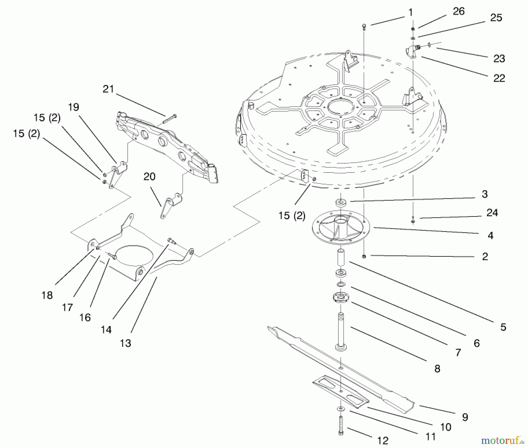 Toro Neu Mowers, Lawn & Garden Tractor Seite 1 71188 (12-32XL) - Toro 12-32XL Lawn Tractor, 1998 (8900001-8999999) SPINDLE & BLADE ASSEMBLY