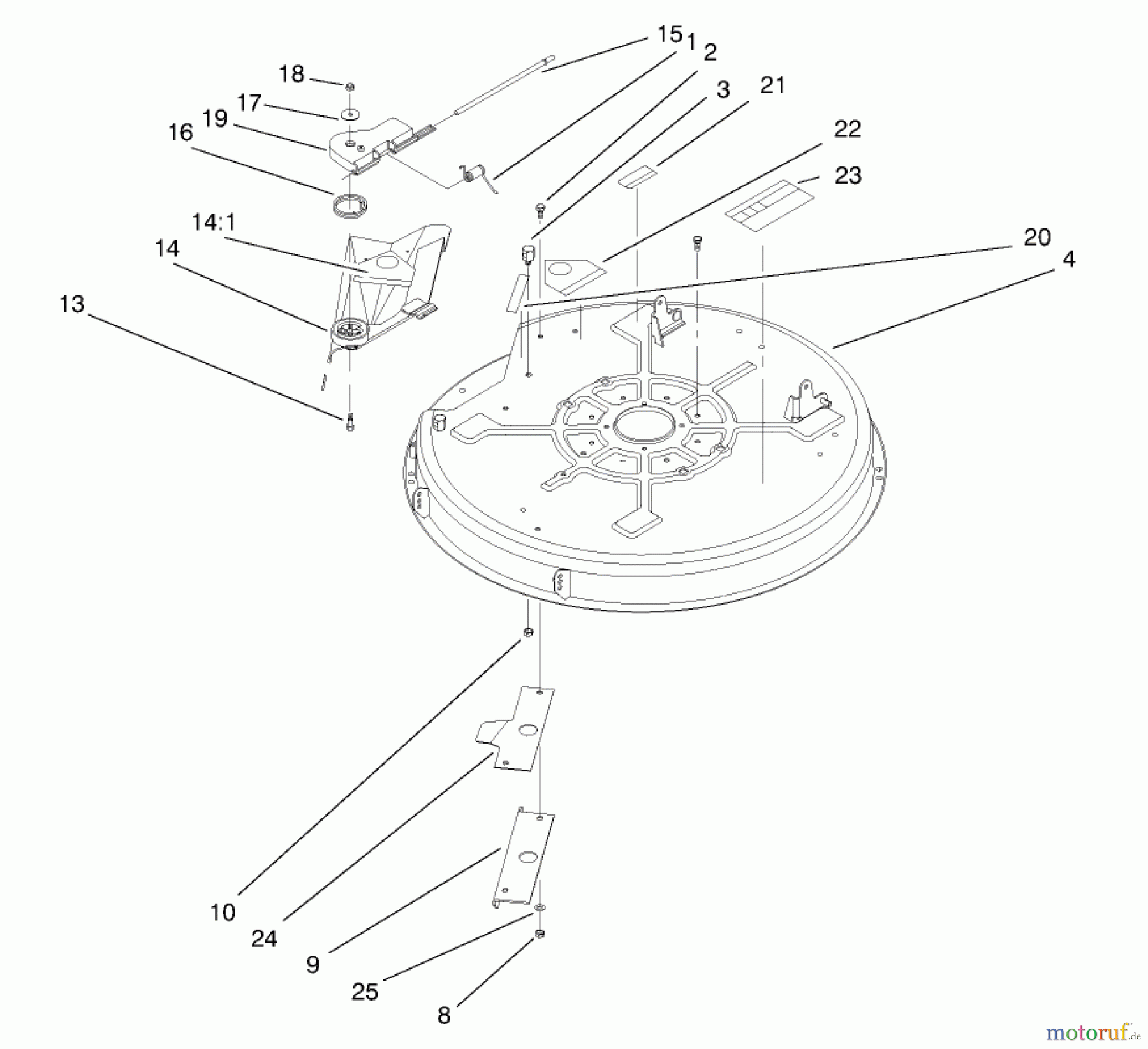 Toro Neu Mowers, Lawn & Garden Tractor Seite 1 71189 (12-32XL) - Toro 12-32XL Lawn Tractor, 1997 (7900001-7999999) DECK ASSEMBLY (32