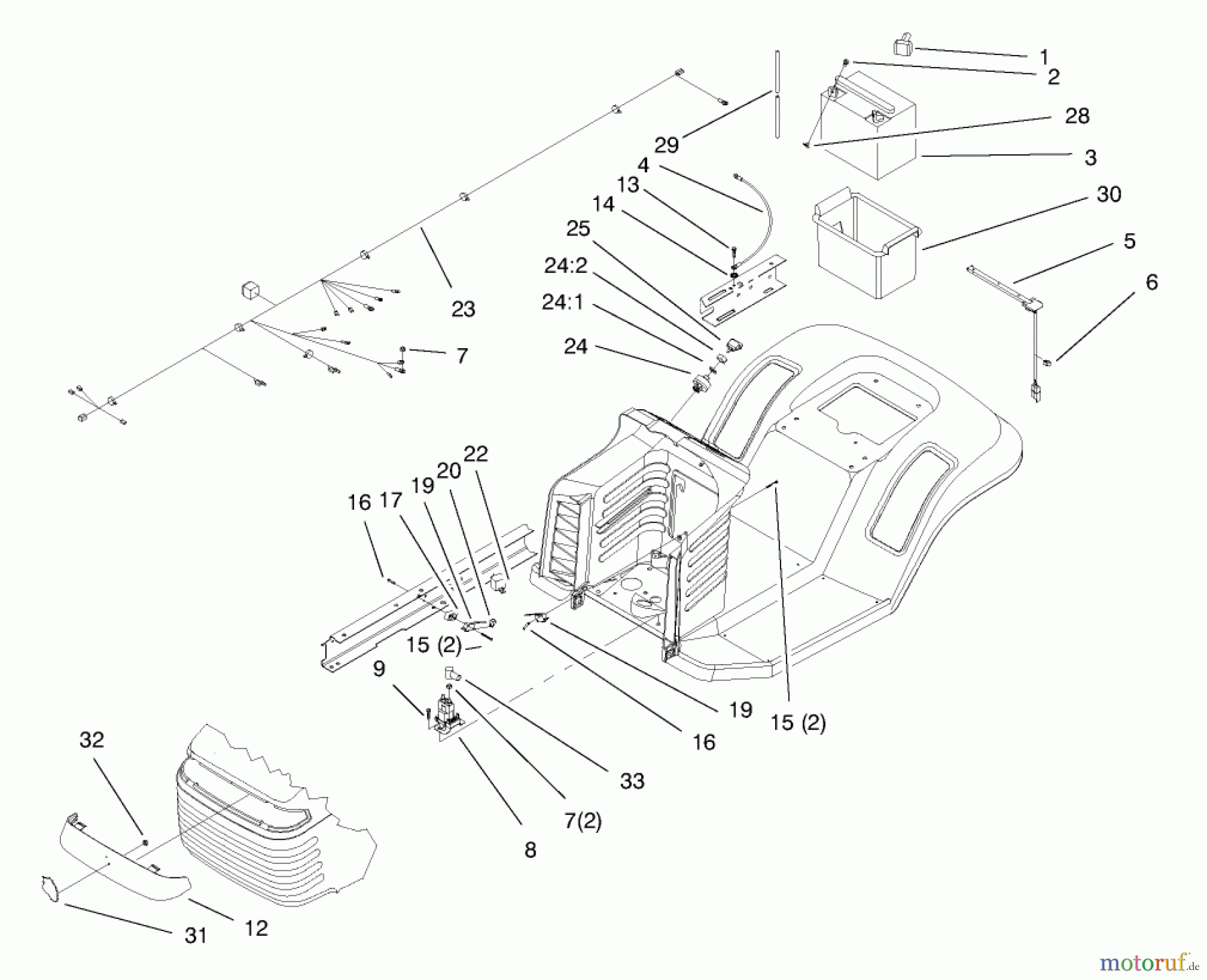 Toro Neu Mowers, Lawn & Garden Tractor Seite 1 71189 (12-32XL) - Toro 12-32XL Lawn Tractor, 1997 (7900001-7999999) ELECTRICAL ASSEMBLY