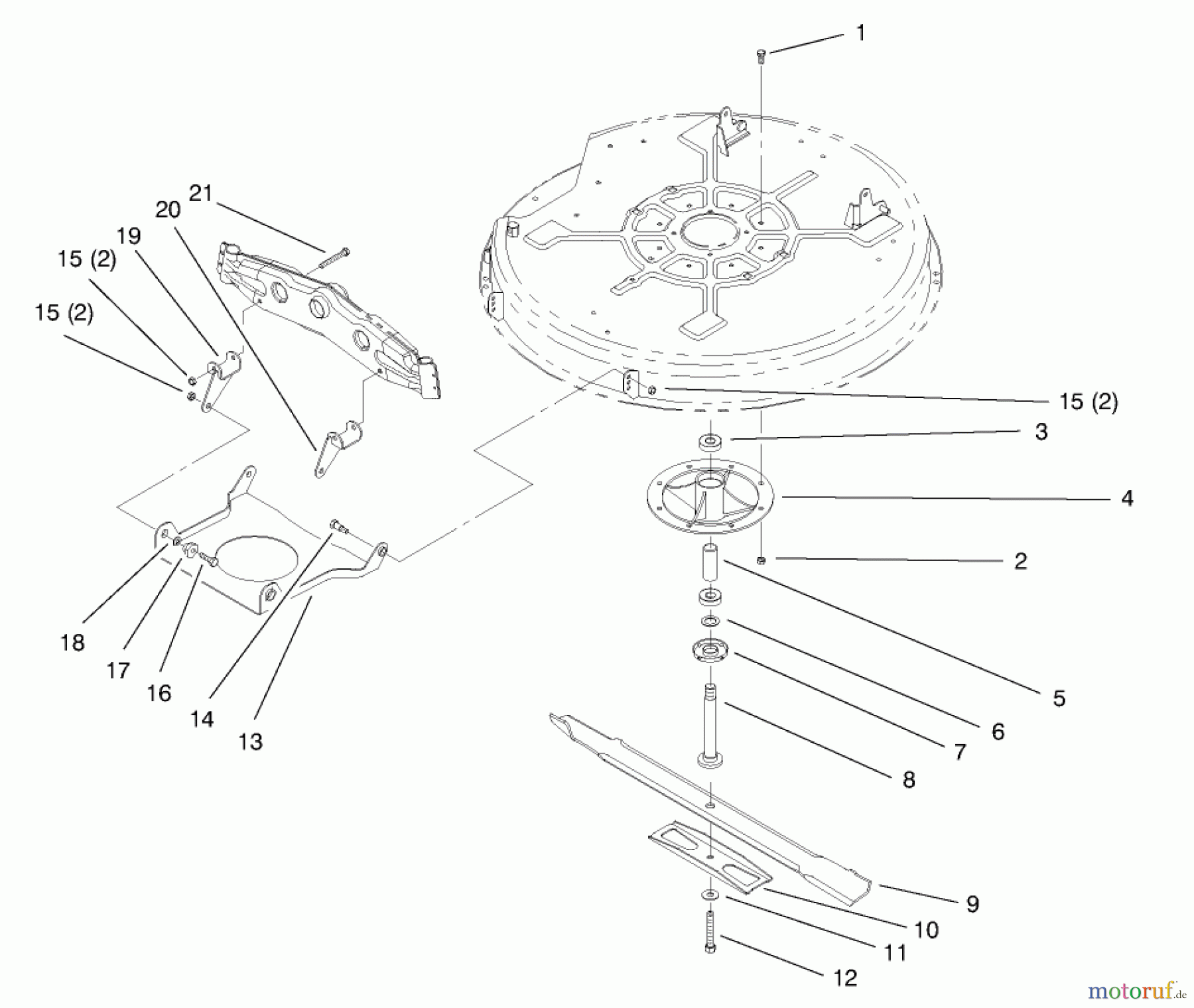  Toro Neu Mowers, Lawn & Garden Tractor Seite 1 71189 (12-32XL) - Toro 12-32XL Lawn Tractor, 1997 (7900001-7999999) SPINDLE & BLADE ASSEMBLY