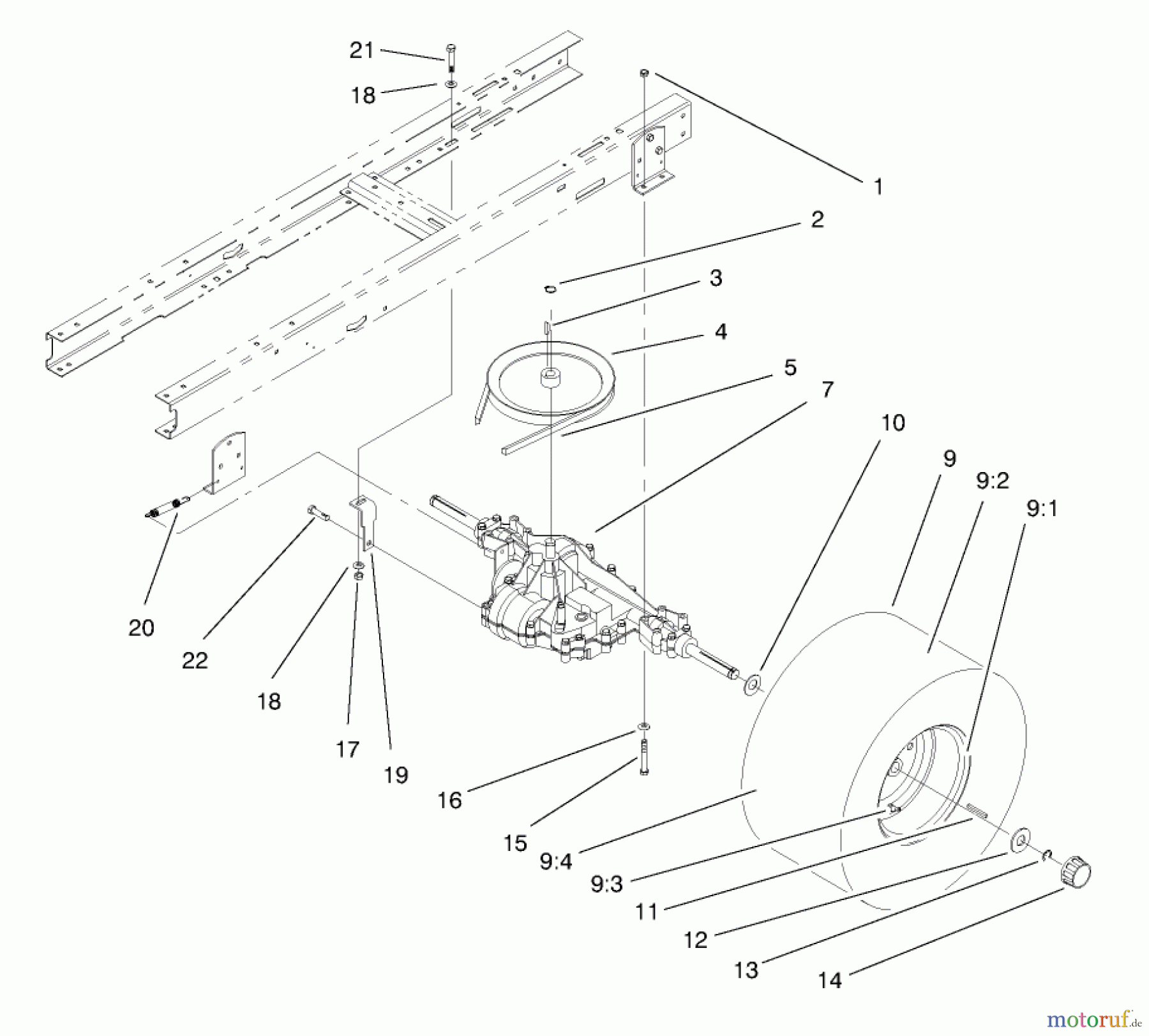 Toro Neu Mowers, Lawn & Garden Tractor Seite 1 71189 (12-32XL) - Toro 12-32XL Lawn Tractor, 1997 (7900001-7999999) TRANSAXLE ASSEMBLY