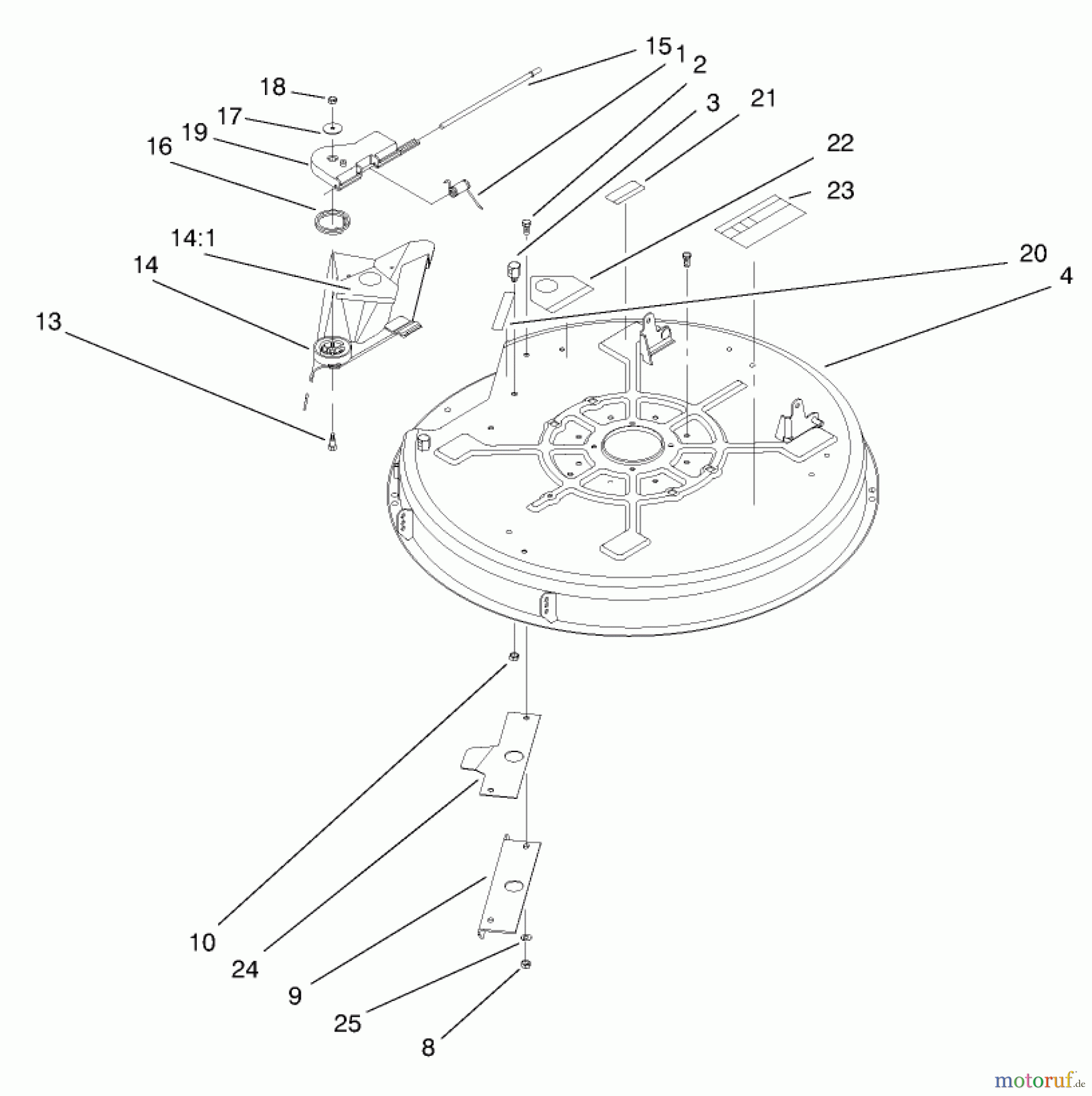 Toro Neu Mowers, Lawn & Garden Tractor Seite 1 71189 (12-32XL) - Toro 12-32XL Lawn Tractor, 1998 (8900001-8999999) DECK ASSEMBLY (32