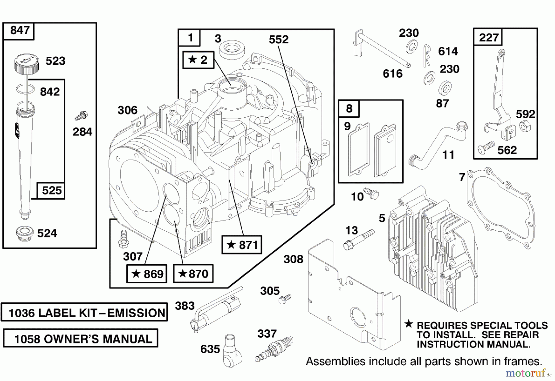 Toro Neu Mowers, Lawn & Garden Tractor Seite 1 71189 (12-32XL) - Toro 12-32XL Lawn Tractor, 1998 (8900001-8999999) ENGINE BRIGGS & STRATTON MODEL 284707-1148-E1 #1