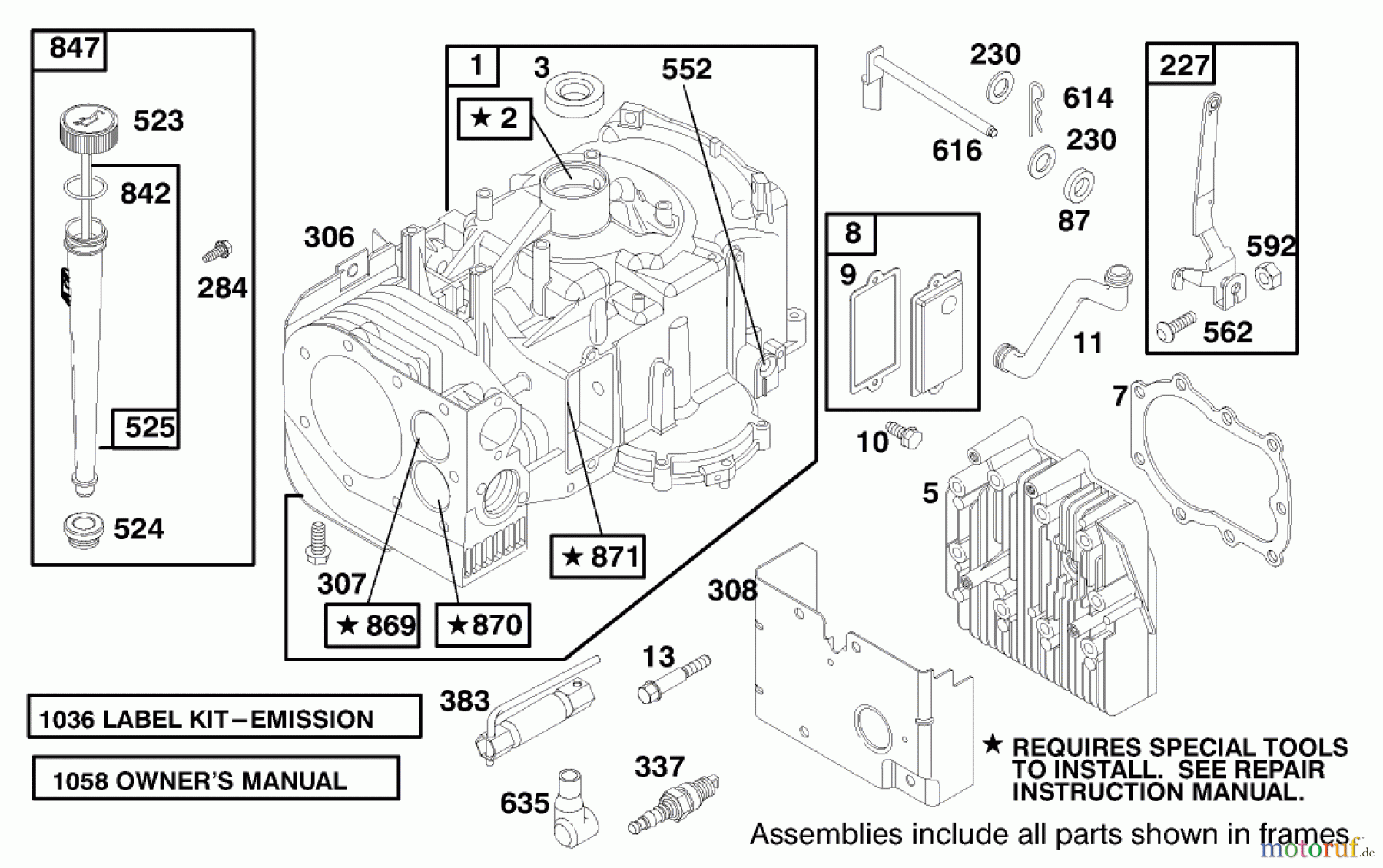 Toro Neu Mowers, Lawn & Garden Tractor Seite 1 71190 (13-38XL) - Toro 13-38XL Lawn Tractor, 1998 (8900001-8999999) ENGINE BRIGGS & STRATTON MODEL 28M707-1122-E1 #1