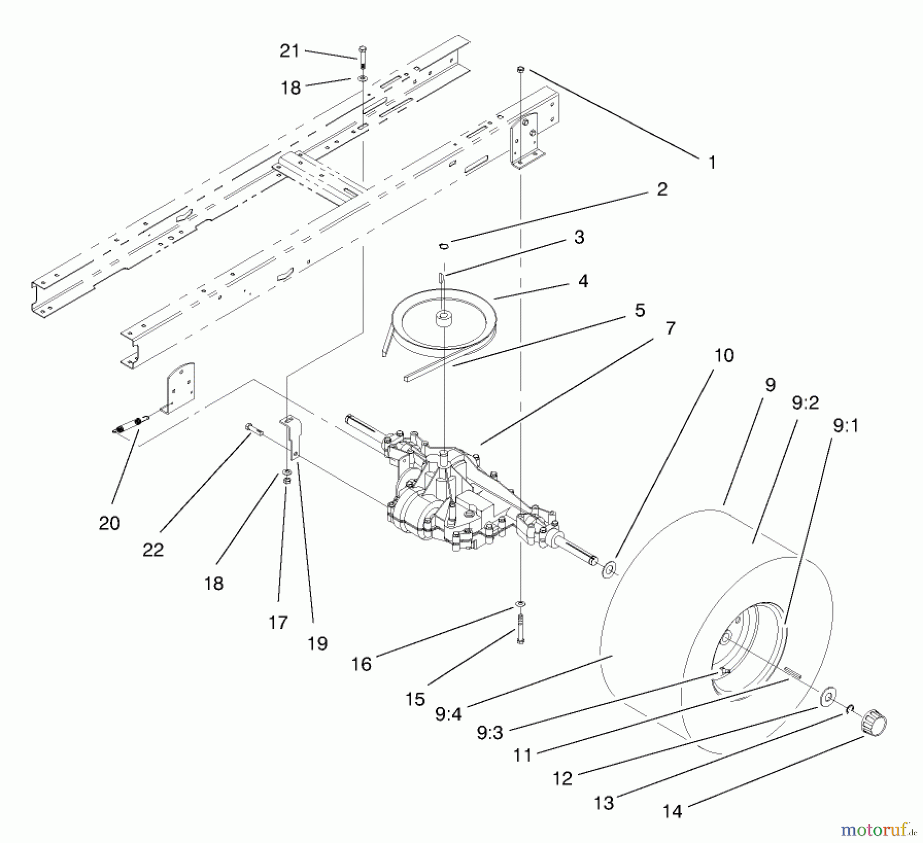Toro Neu Mowers, Lawn & Garden Tractor Seite 1 71190 (13-38XL) - Toro 13-38XL Lawn Tractor, 1998 (8900001-8999999) TRANSAXLE ASSEMBLY