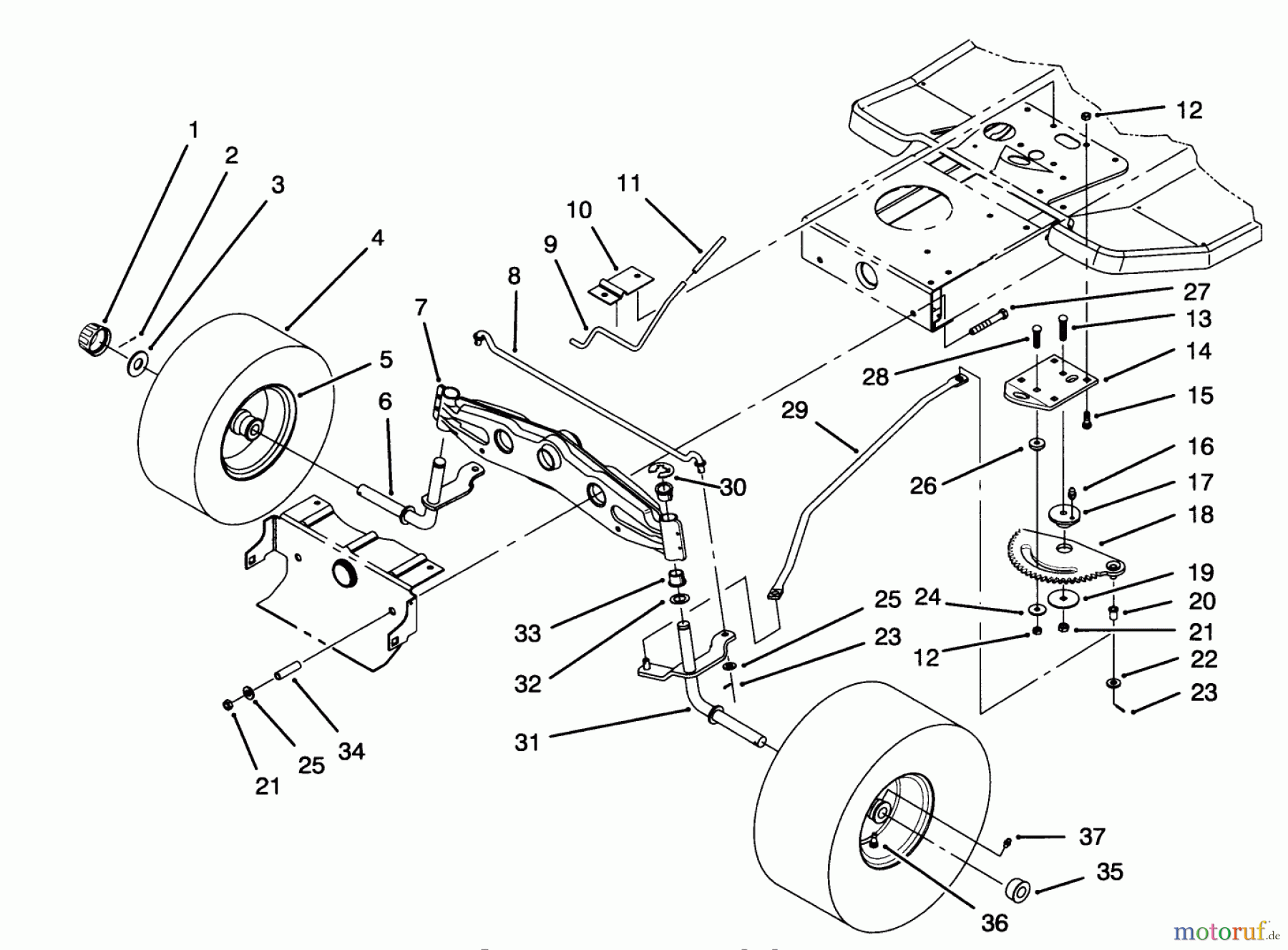 Toro Neu Mowers, Lawn & Garden Tractor Seite 1 71191 (13-38HXL) - Toro 13-38HXL Lawn Tractor, 1994 (4900001-4999999) FRONT AXLE ASSEMBLY