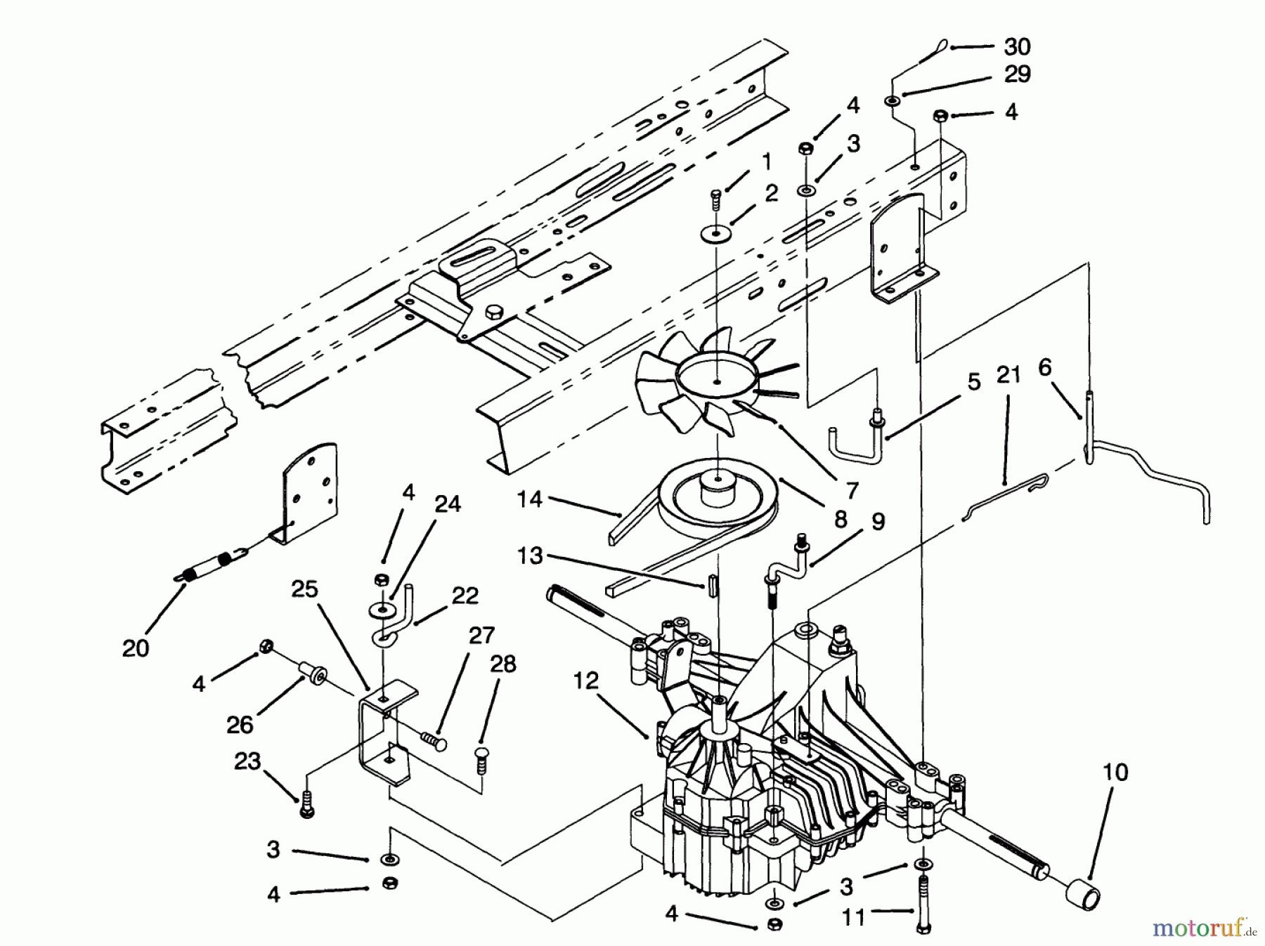 Toro Neu Mowers, Lawn & Garden Tractor Seite 1 71191 (13-38HXL) - Toro 13-38HXL Lawn Tractor, 1994 (4900001-4999999) TRANSAXLE ASSEMBLY