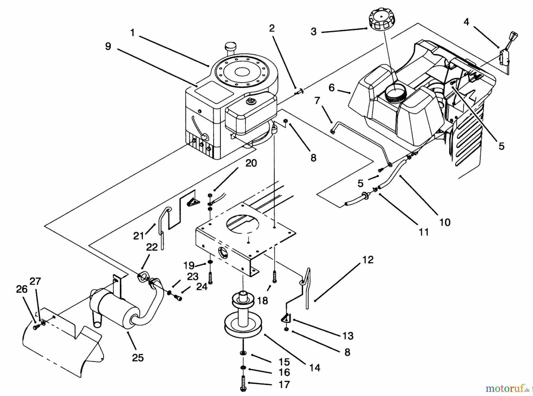  Toro Neu Mowers, Lawn & Garden Tractor Seite 1 71213 (13-38HXL) - Toro 13-38HXL Lawn Tractor, 1995 (59000001-59100000) ENGINE ASSEMBLY