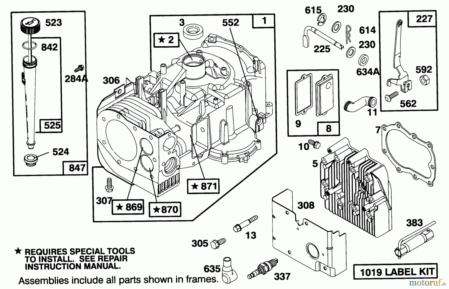 Toro Neu Mowers, Lawn & Garden Tractor Seite 1 71213 (13-38HXL) - Toro 13-38HXL Lawn Tractor, 1995 (59000001-59100000) ENGINE BRIGGS & STRATTON MODEL 28M707-0122-01 #1
