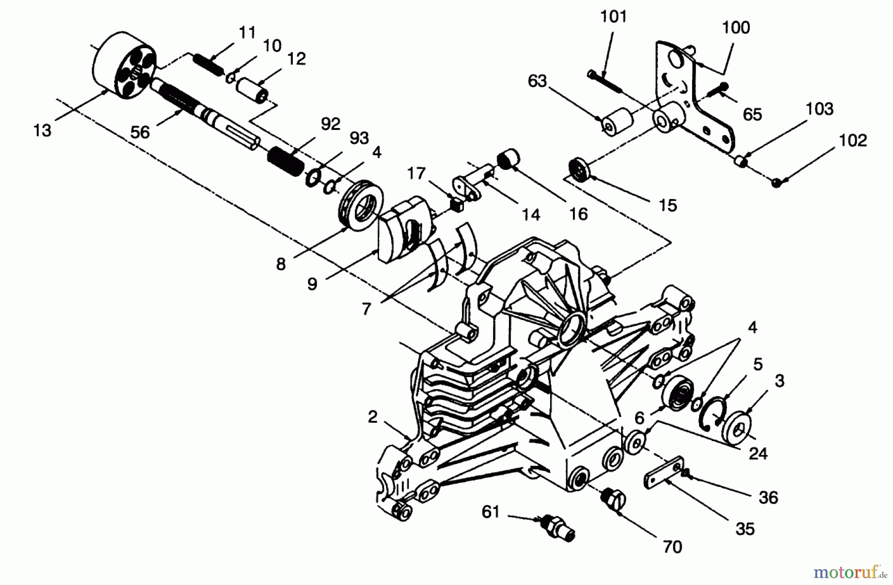  Toro Neu Mowers, Lawn & Garden Tractor Seite 1 71213 (13-38HXL) - Toro 13-38HXL Lawn Tractor, 1995 (59000001-59100000) HYDROGEAR TRANSAXLE MODEL 321-0500