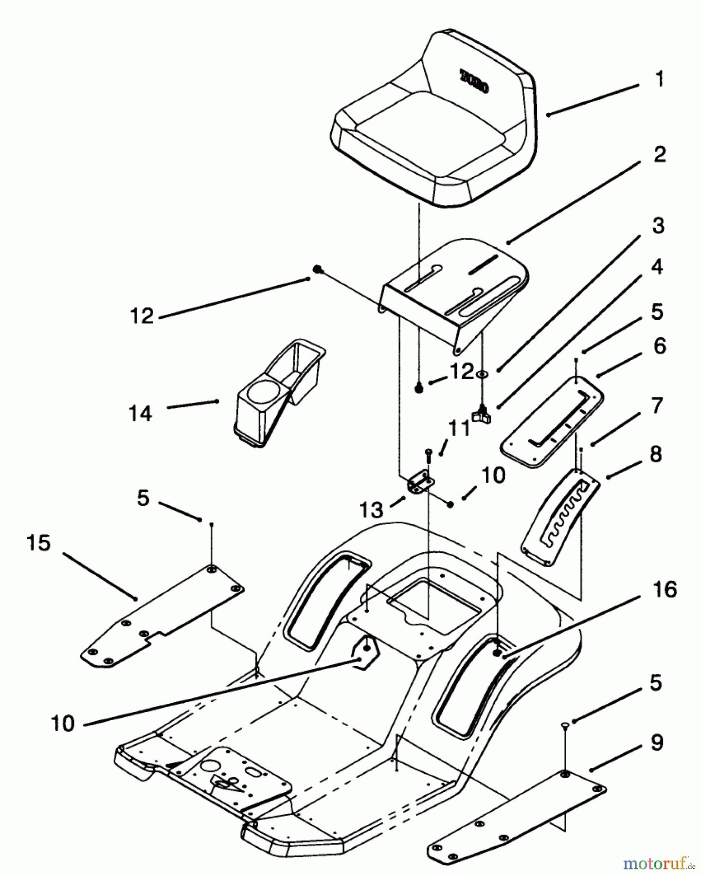 Toro Neu Mowers, Lawn & Garden Tractor Seite 1 71213 (13-38HXL) - Toro 13-38HXL Lawn Tractor, 1995 (59000001-59100000) SEAT ASSEMBLY