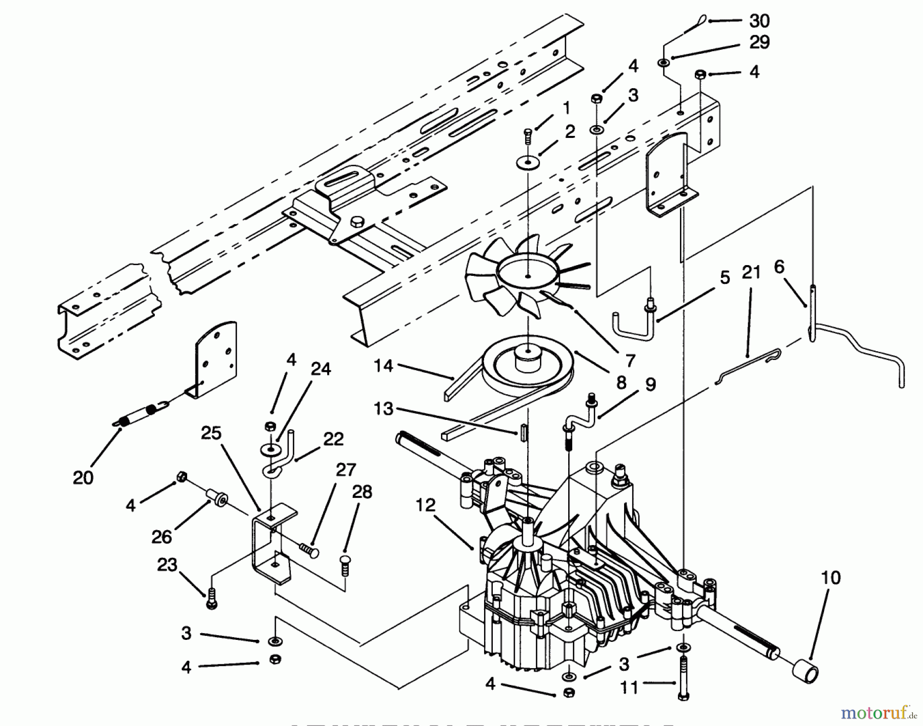  Toro Neu Mowers, Lawn & Garden Tractor Seite 1 71213 (13-38HXL) - Toro 13-38HXL Lawn Tractor, 1995 (59000001-59100000) TRANSAXLE ASSEMBLY