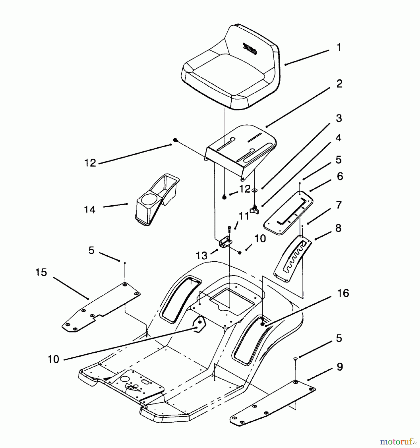 Toro Neu Mowers, Lawn & Garden Tractor Seite 1 71191 (13-38HXL) - Toro 13-38HXL Lawn Tractor, 1995 (5910001-5999999) SEAT ASSEMBLY