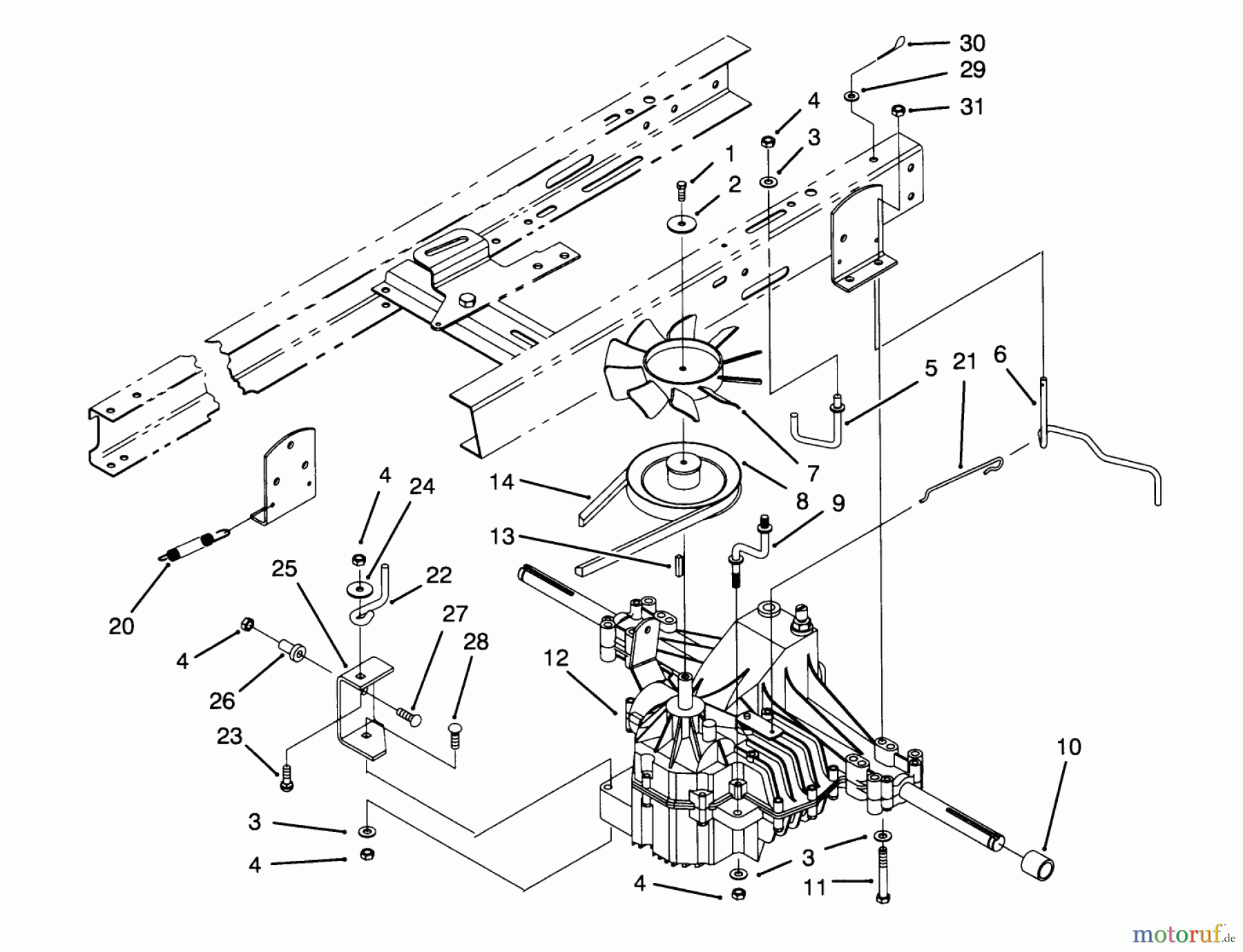 Toro Neu Mowers, Lawn & Garden Tractor Seite 1 71191 (13-38HXL) - Toro 13-38HXL Lawn Tractor, 1995 (5910001-5999999) TRANSAXLE ASSEMBLY