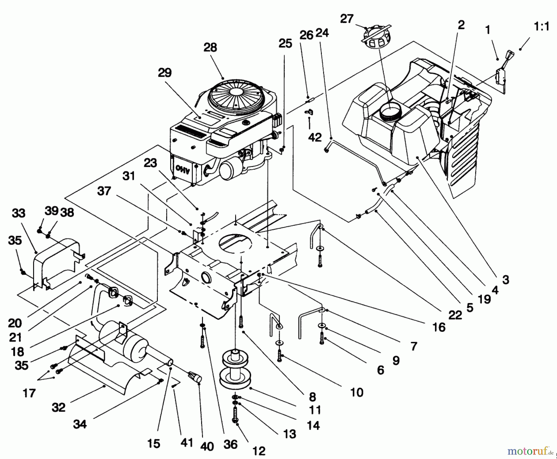 Toro Neu Mowers, Lawn & Garden Tractor Seite 1 71216 (15-44HXL) - Toro 15-44HXL Lawn Tractor, 1995 (59000001-59999999) ENGINE ASSEMBLY