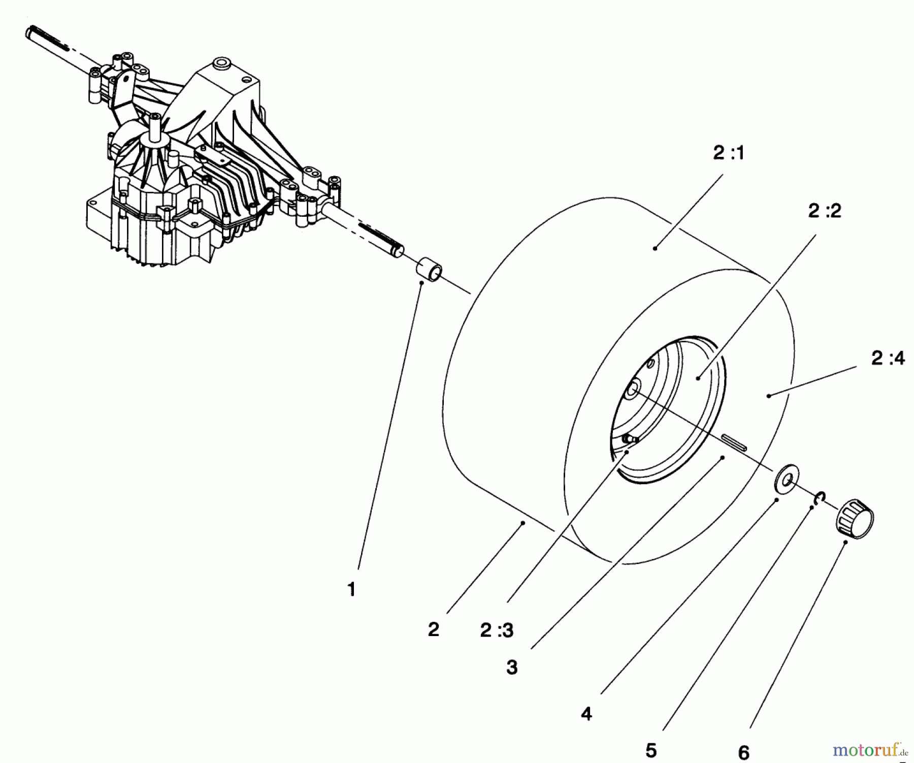 Toro Neu Mowers, Lawn & Garden Tractor Seite 1 71216 (15-44HXL) - Toro 15-44HXL Lawn Tractor, 1995 (59000001-59999999) REAR AXLE ASSEMBLY