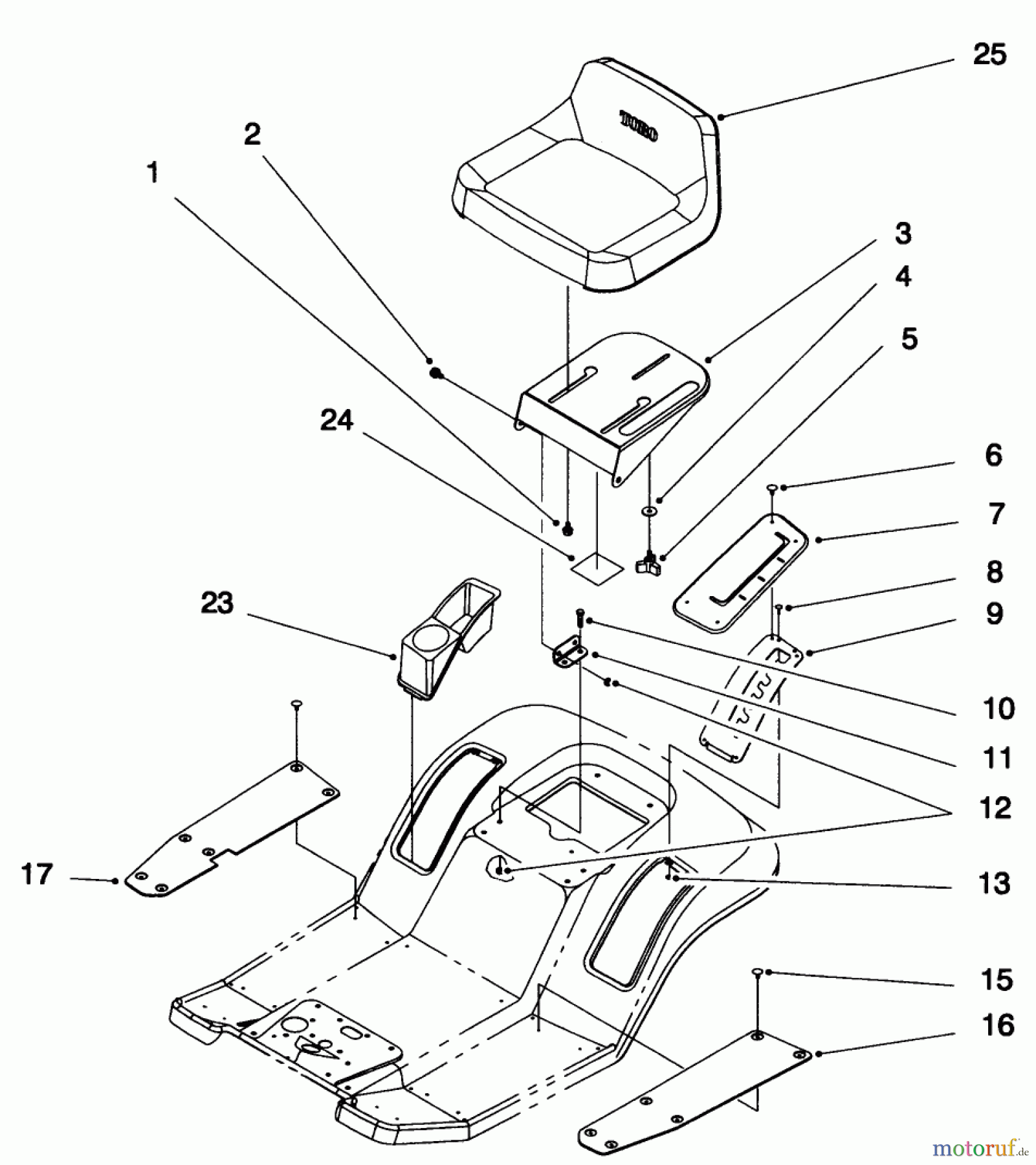 Toro Neu Mowers, Lawn & Garden Tractor Seite 1 71216 (15-44HXL) - Toro 15-44HXL Lawn Tractor, 1995 (59000001-59999999) SEAT ASSEMBLY