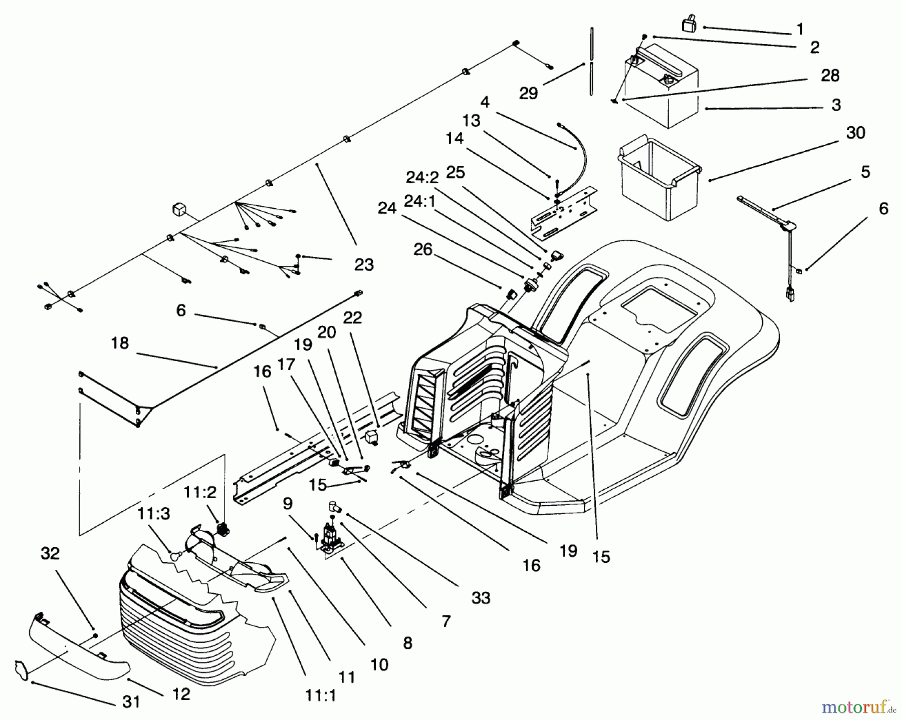 Toro Neu Mowers, Lawn & Garden Tractor Seite 1 71217 (14-38HXL) - Toro 14-38HXL Lawn Tractor, 1996 (6900001-6999999) ELECTRICAL COMPONENTS ASSEMBLY