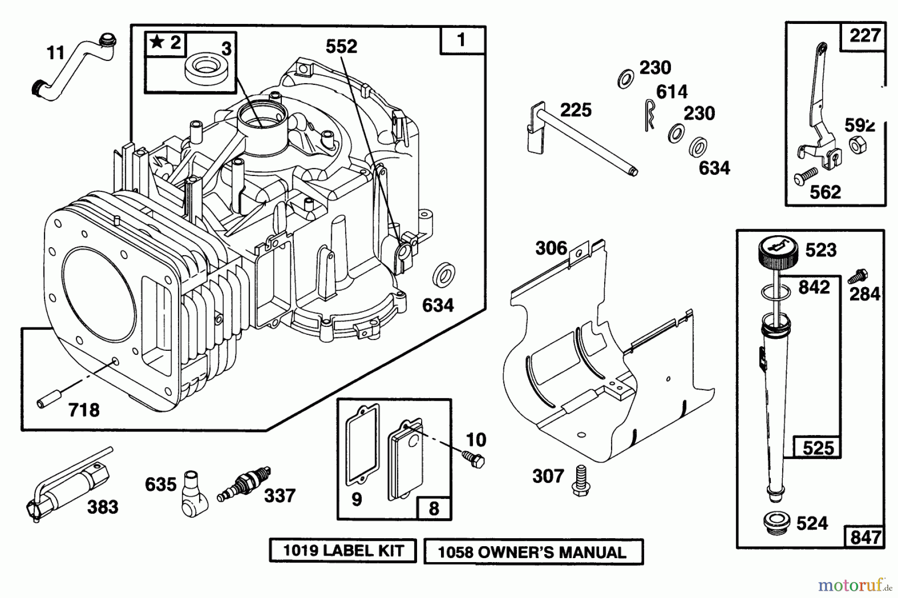 Toro Neu Mowers, Lawn & Garden Tractor Seite 1 71217 (14-38HXL) - Toro 14-38HXL Lawn Tractor, 1996 (6900001-6999999) ENGINE BRIGGS & STRATTON MODEL 28N777-0174-01 #1