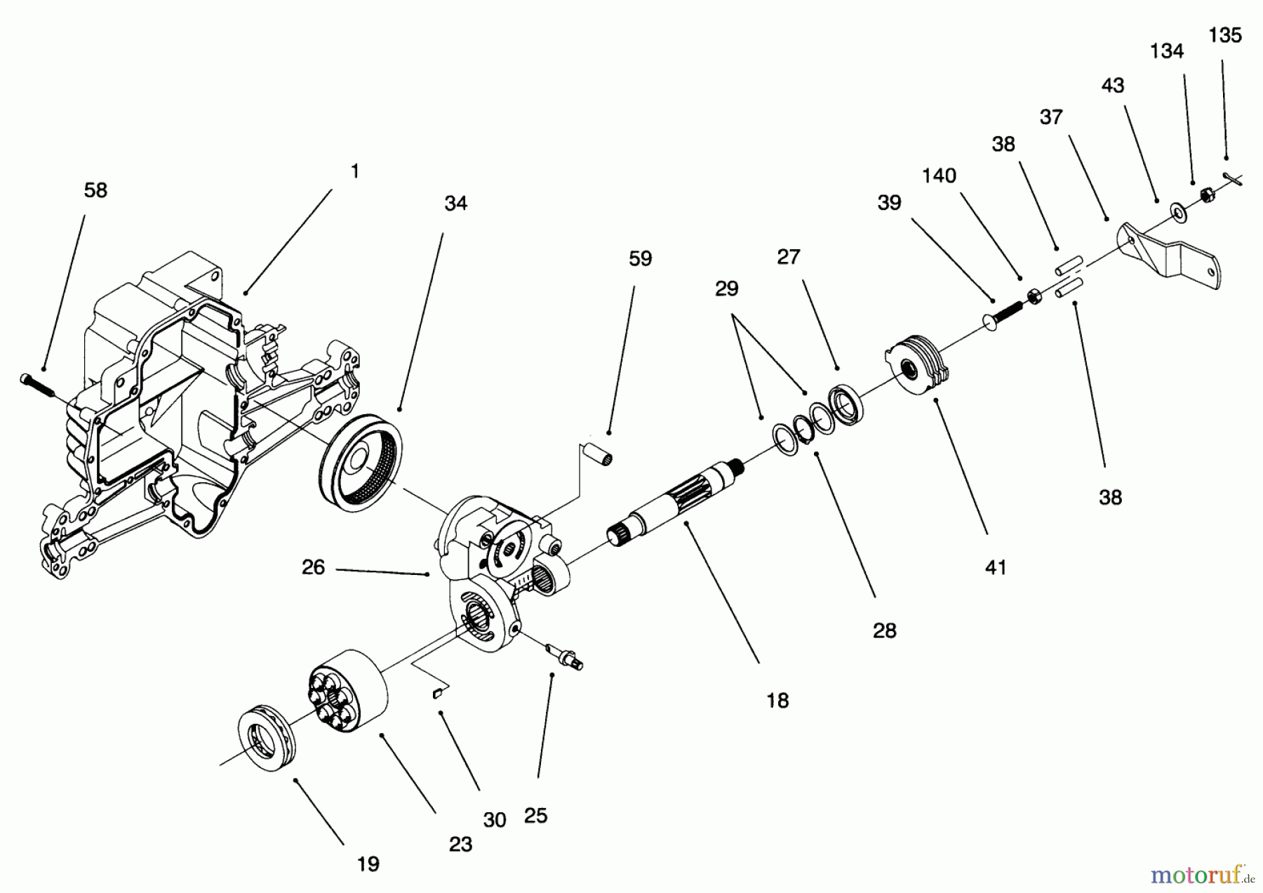 Toro Neu Mowers, Lawn & Garden Tractor Seite 1 71217 (14-38HXL) - Toro 14-38HXL Lawn Tractor, 1996 (6900001-6999999) HYDRO TRANSAXLE ASSEMBLY #4