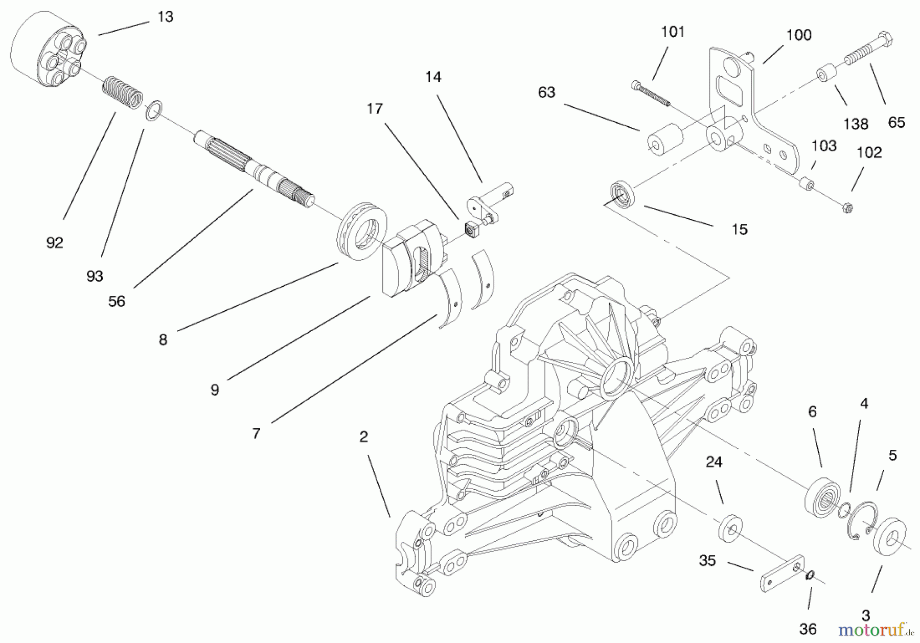 Toro Neu Mowers, Lawn & Garden Tractor Seite 1 71217 (14-38HXL) - Toro 14-38HXL Lawn Tractor, 1997 (7900001-7999999) HYDRO TRANSAXLE ASSEMBLY #1