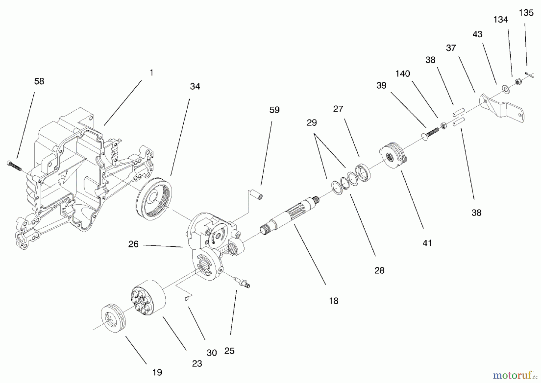  Toro Neu Mowers, Lawn & Garden Tractor Seite 1 71217 (14-38HXL) - Toro 14-38HXL Lawn Tractor, 1997 (7900001-7999999) HYDRO TRANSAXLE ASSEMBLY #3