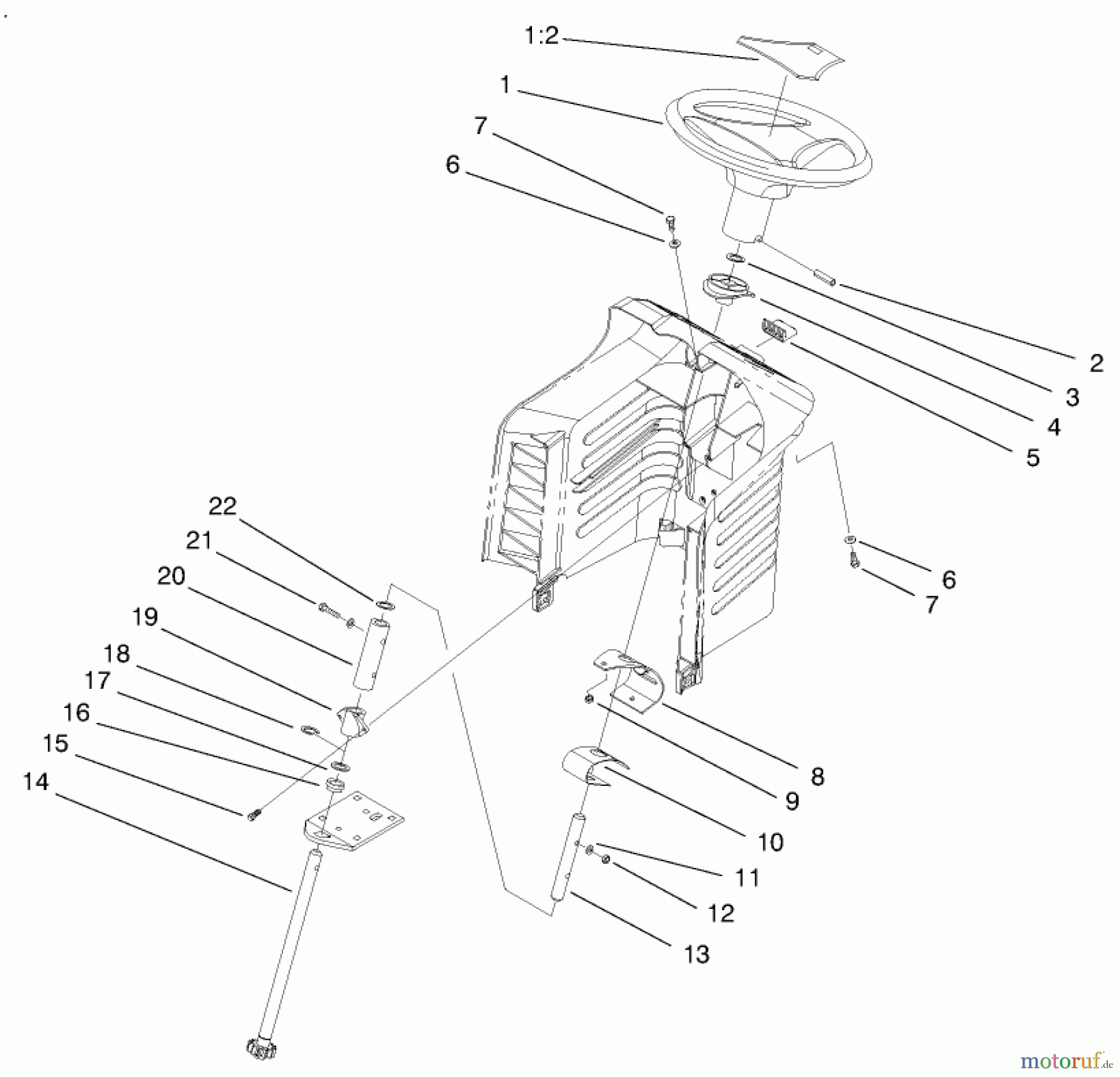  Toro Neu Mowers, Lawn & Garden Tractor Seite 1 71217 (14-38HXL) - Toro 14-38HXL Lawn Tractor, 1997 (7900001-7999999) STEERING ASSEMBLY