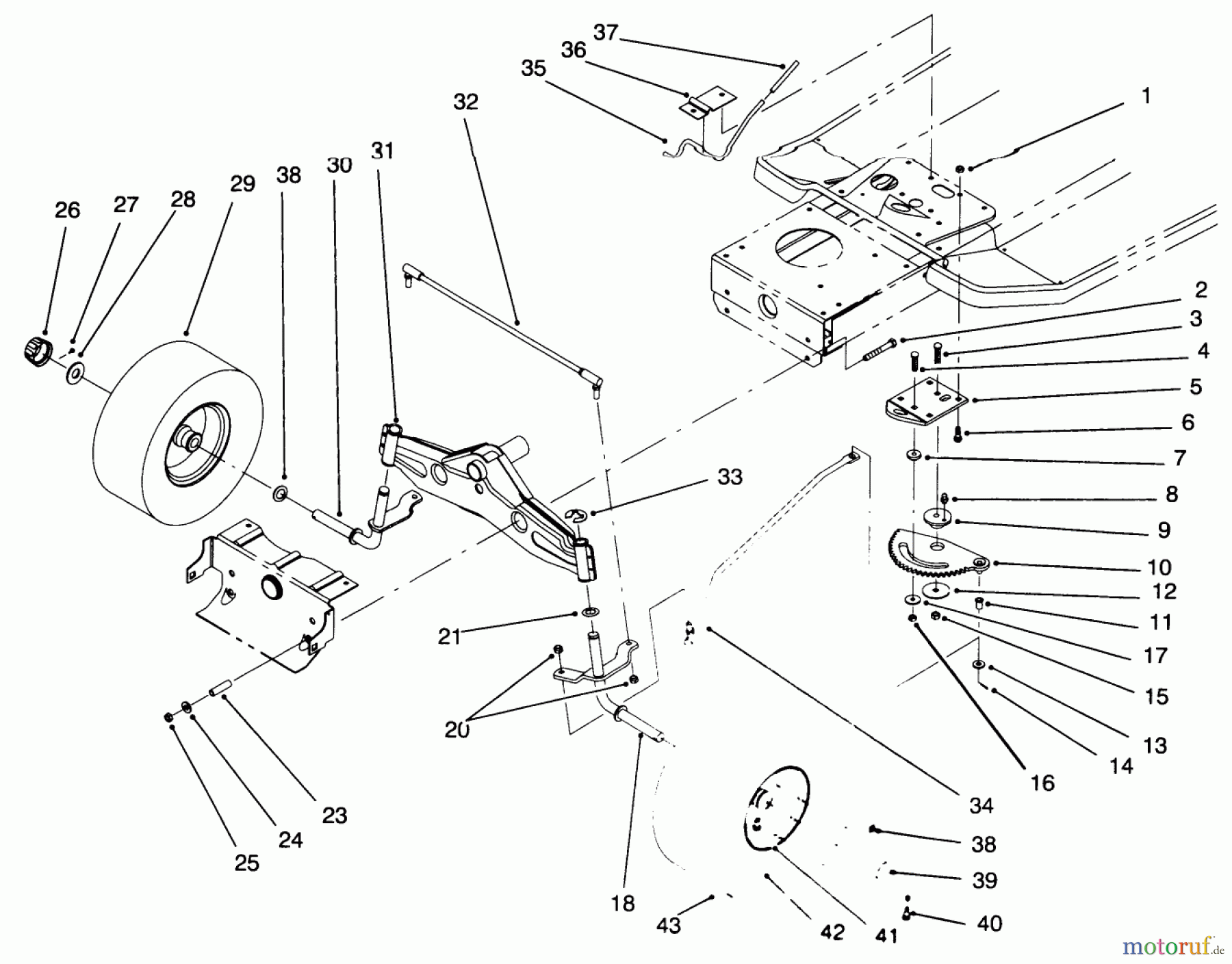 Toro Neu Mowers, Lawn & Garden Tractor Seite 1 71196 (16-44HXL) - Toro 16-44HXL Lawn Tractor, 1996 (6900001-6999999) FRONT AXLE ASSEMBLY