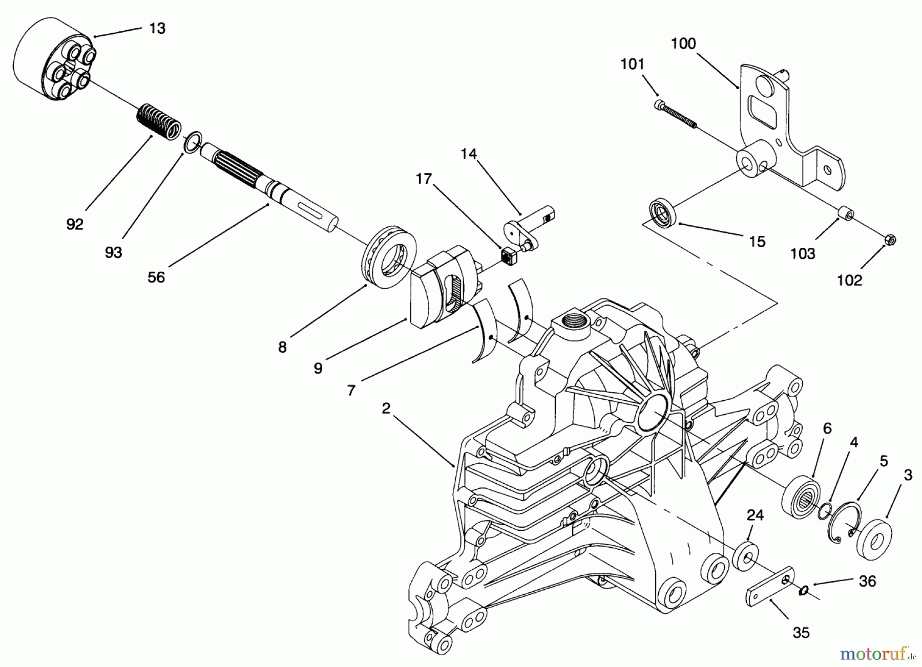  Toro Neu Mowers, Lawn & Garden Tractor Seite 1 71196 (16-44HXL) - Toro 16-44HXL Lawn Tractor, 1996 (6900001-6999999) HYDRO TRANSAXLE ASSEMBLY #1