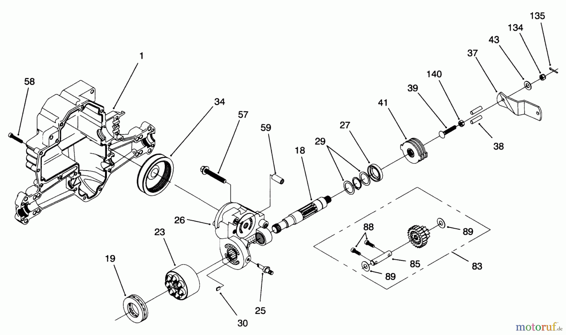Toro Neu Mowers, Lawn & Garden Tractor Seite 1 71196 (16-44HXL) - Toro 16-44HXL Lawn Tractor, 1996 (6900001-6999999) HYDRO TRANSAXLE ASSEMBLY #3