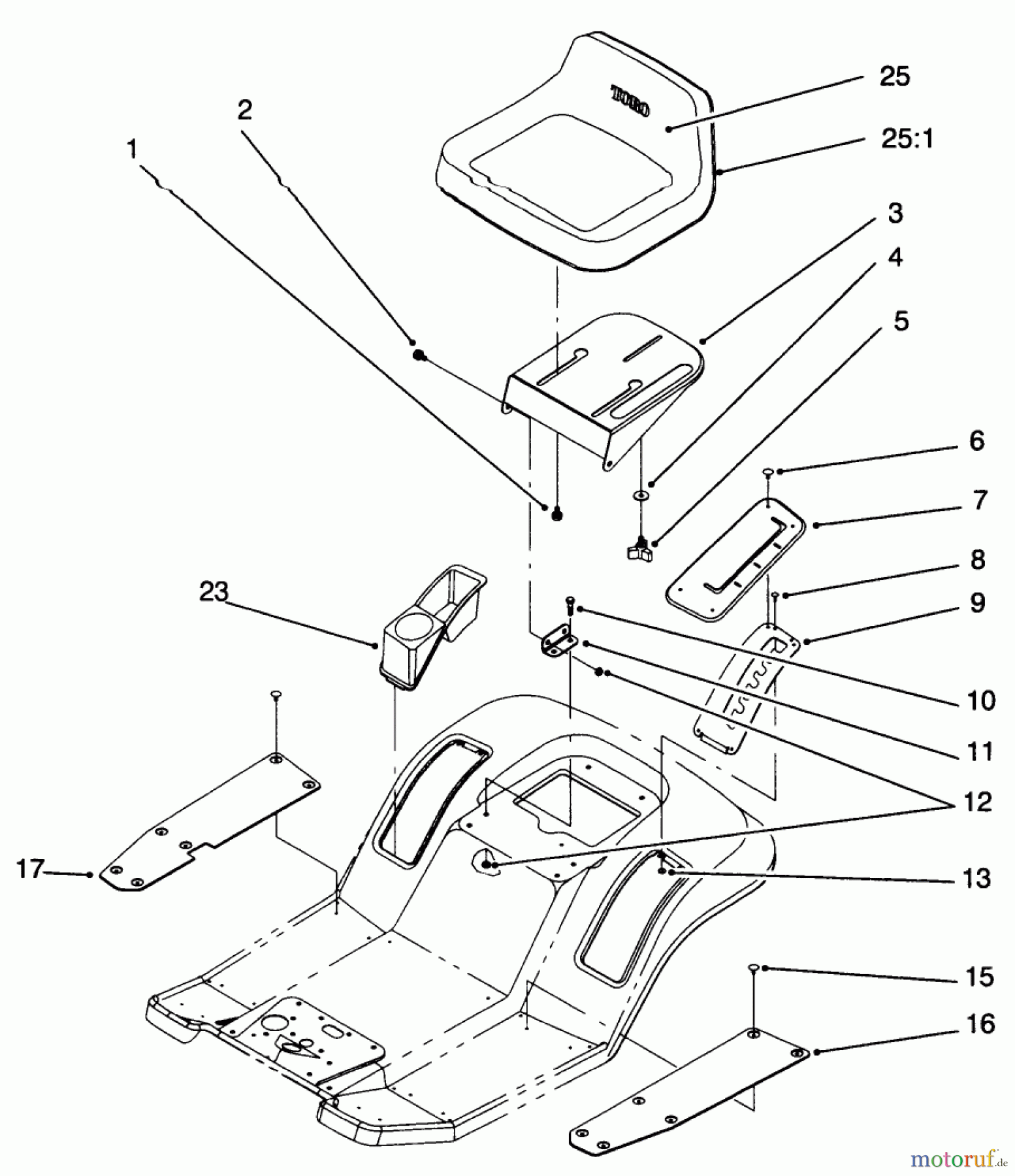Toro Neu Mowers, Lawn & Garden Tractor Seite 1 71196 (16-44HXL) - Toro 16-44HXL Lawn Tractor, 1996 (6900001-6999999) SEAT ASSEMBLY