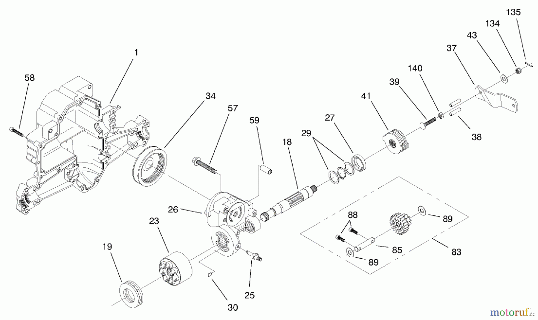 Toro Neu Mowers, Lawn & Garden Tractor Seite 1 71196 (16-44HXL) - Toro 16-44HXL Lawn Tractor, 1997 (7900001-7999999) HYDRO TRANSAXLE ASSEMBLY #3