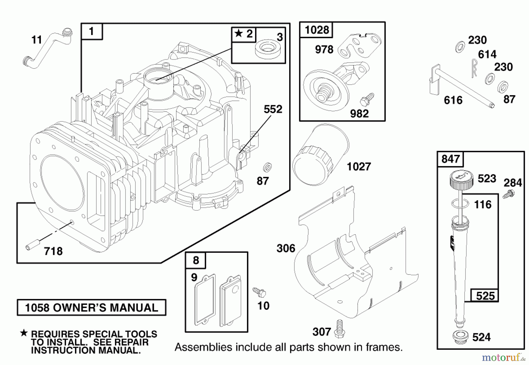 Toro Neu Mowers, Lawn & Garden Tractor Seite 1 71196 (16-44HXL) - Toro 16-44HXL Lawn Tractor, 1998 (8900001-8999999) ENGINE BRIGGS & STRATTON MODEL 28Q777-0668-E1 #1