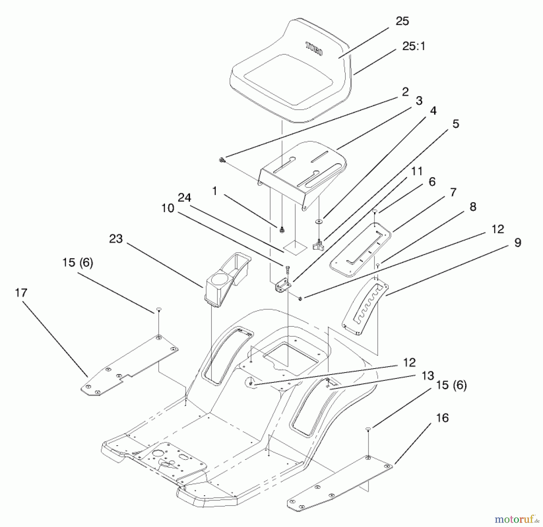  Toro Neu Mowers, Lawn & Garden Tractor Seite 1 71196 (16-44HXL) - Toro 16-44HXL Lawn Tractor, 1998 (8900001-8999999) SEAT ASSEMBLY