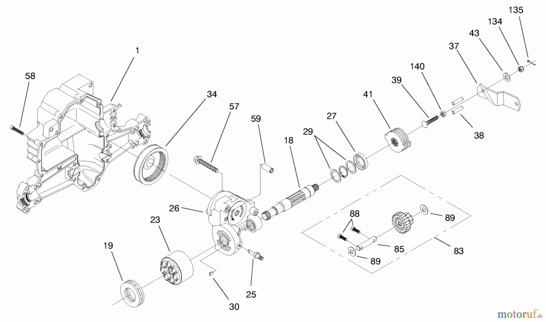 Toro Neu Mowers, Lawn & Garden Tractor Seite 1 71197 (17-44HXL) - Toro 17-44HXL Lawn Tractor, 1999 (9900001-9999999) HYDRO TRANSAXLE ASSEMBLY #4