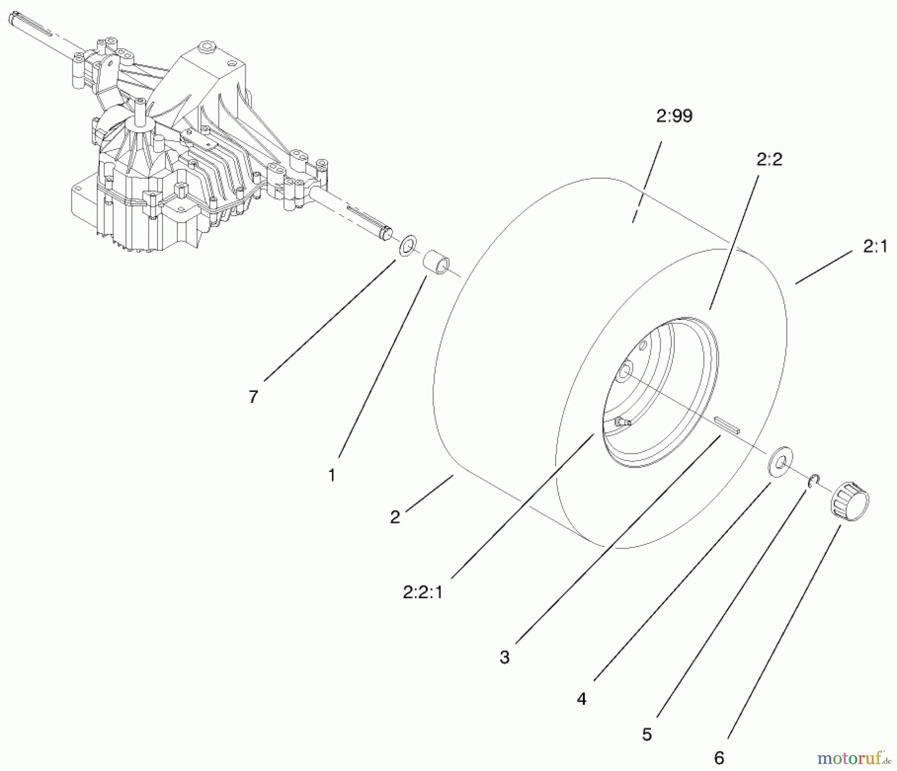 Toro Neu Mowers, Lawn & Garden Tractor Seite 1 71197 (17-44HXL) - Toro 17-44HXL Lawn Tractor, 1999 (9900001-9999999) WHEEL & TIRE ASSEMBLY