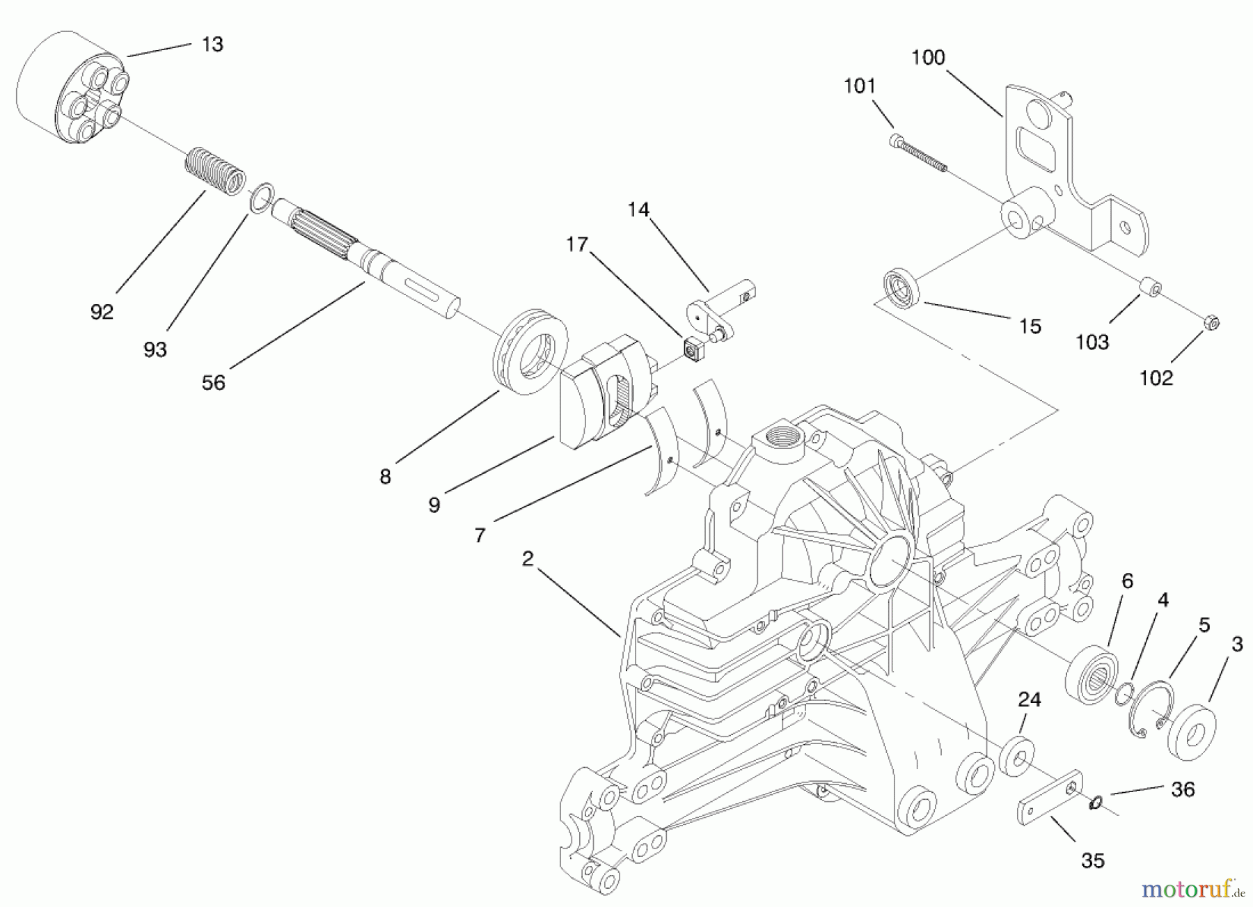  Toro Neu Mowers, Lawn & Garden Tractor Seite 1 71280 (17-44HXLE) - Toro 17-44HXLE Lawn Tractor, 2000 (200000001-200999999) HYDRO TRANSAXLE ASSEMBLY #2