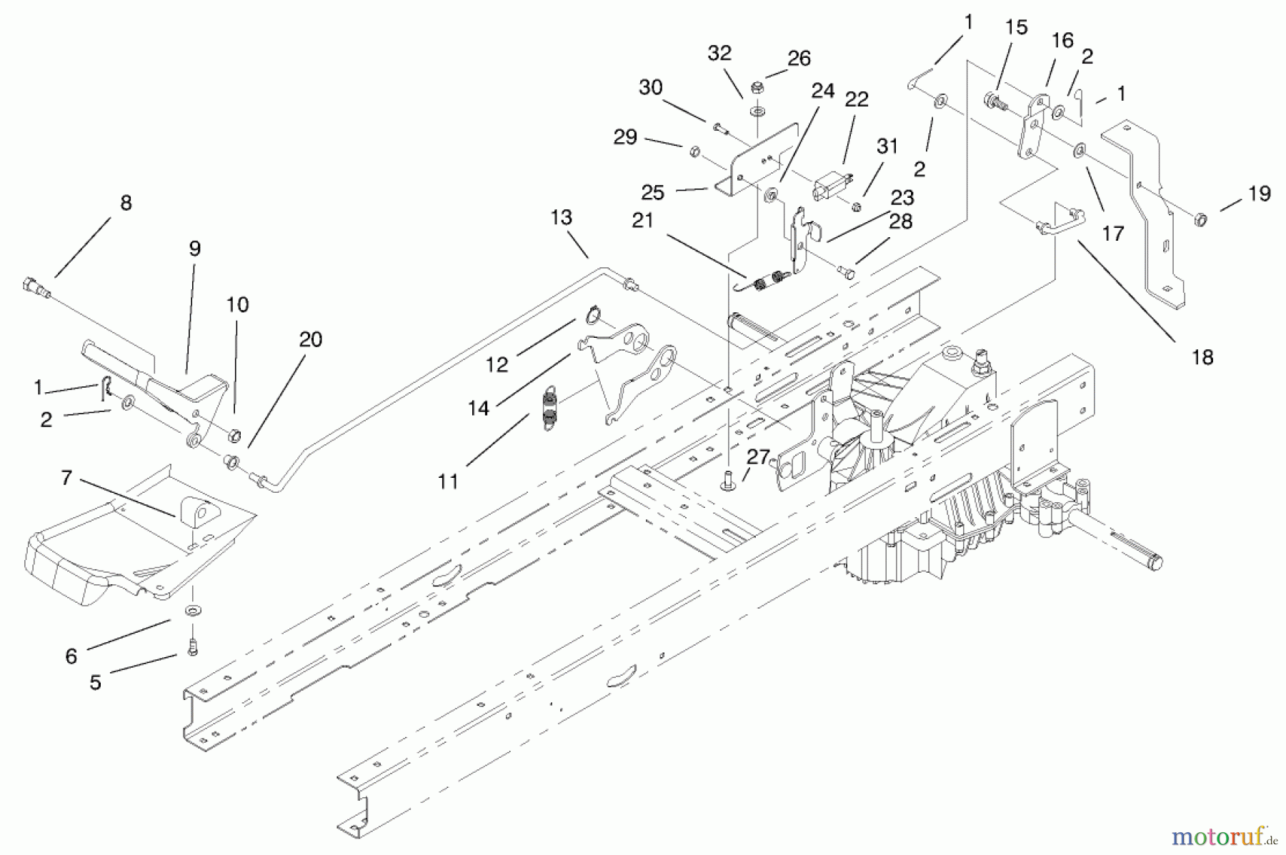 Toro Neu Mowers, Lawn & Garden Tractor Seite 1 71280 (17-44HXLE) - Toro 17-44HXLE Lawn Tractor, 2000 (200000001-200999999) HYDRO TRANSAXLE CONTROLS ASSEMBLY